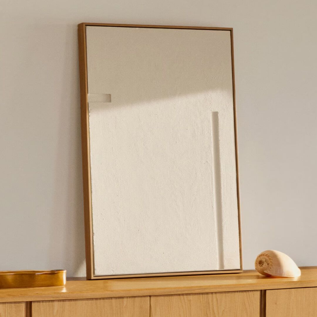 Kave Home Sefri Schilderij 90 × 60 cm – Modern Geometrisch Canvas in Wit