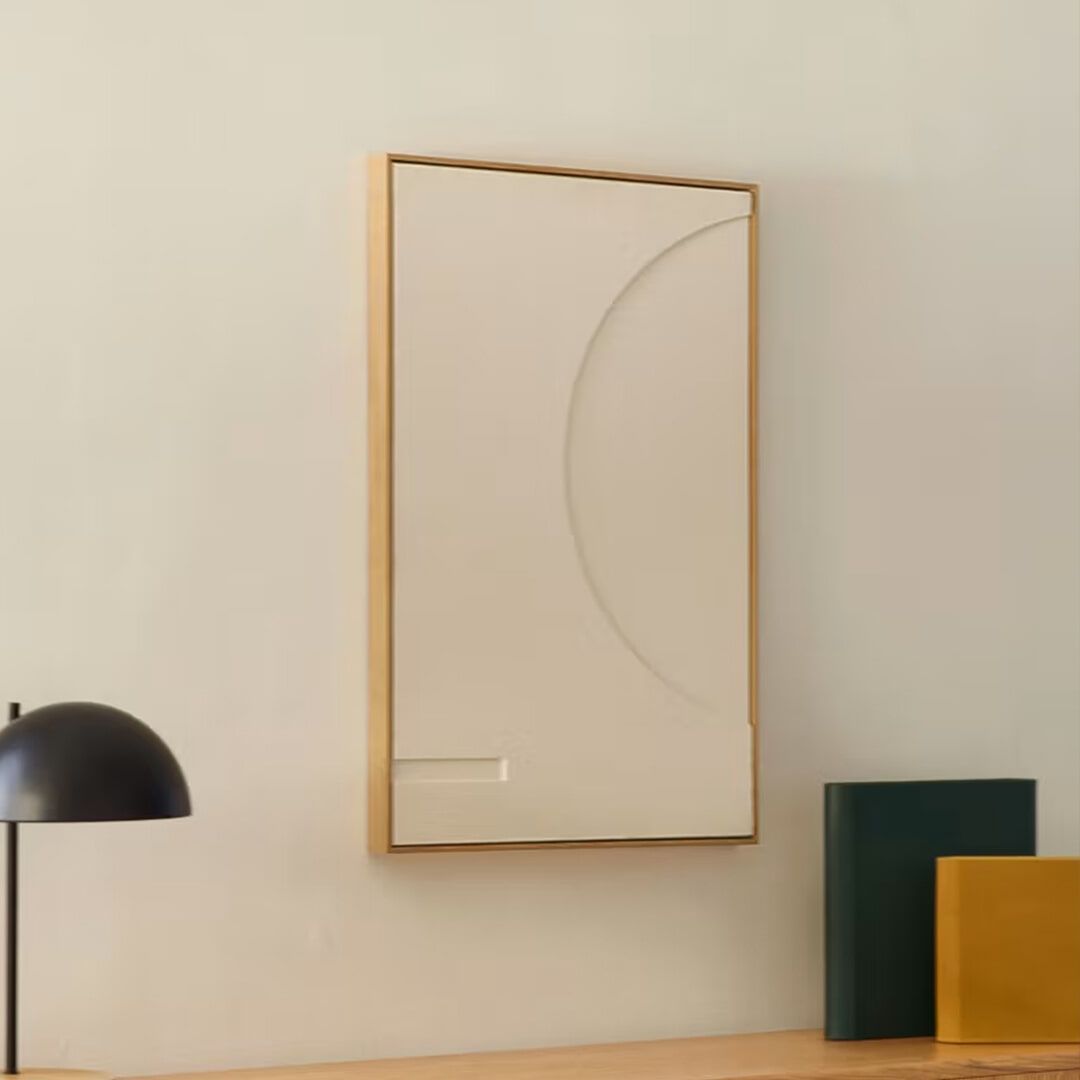 Kave Home Sefri Schilderij in Wit – Abstracte Linnen Kunst voor een Lichtvolle Wand