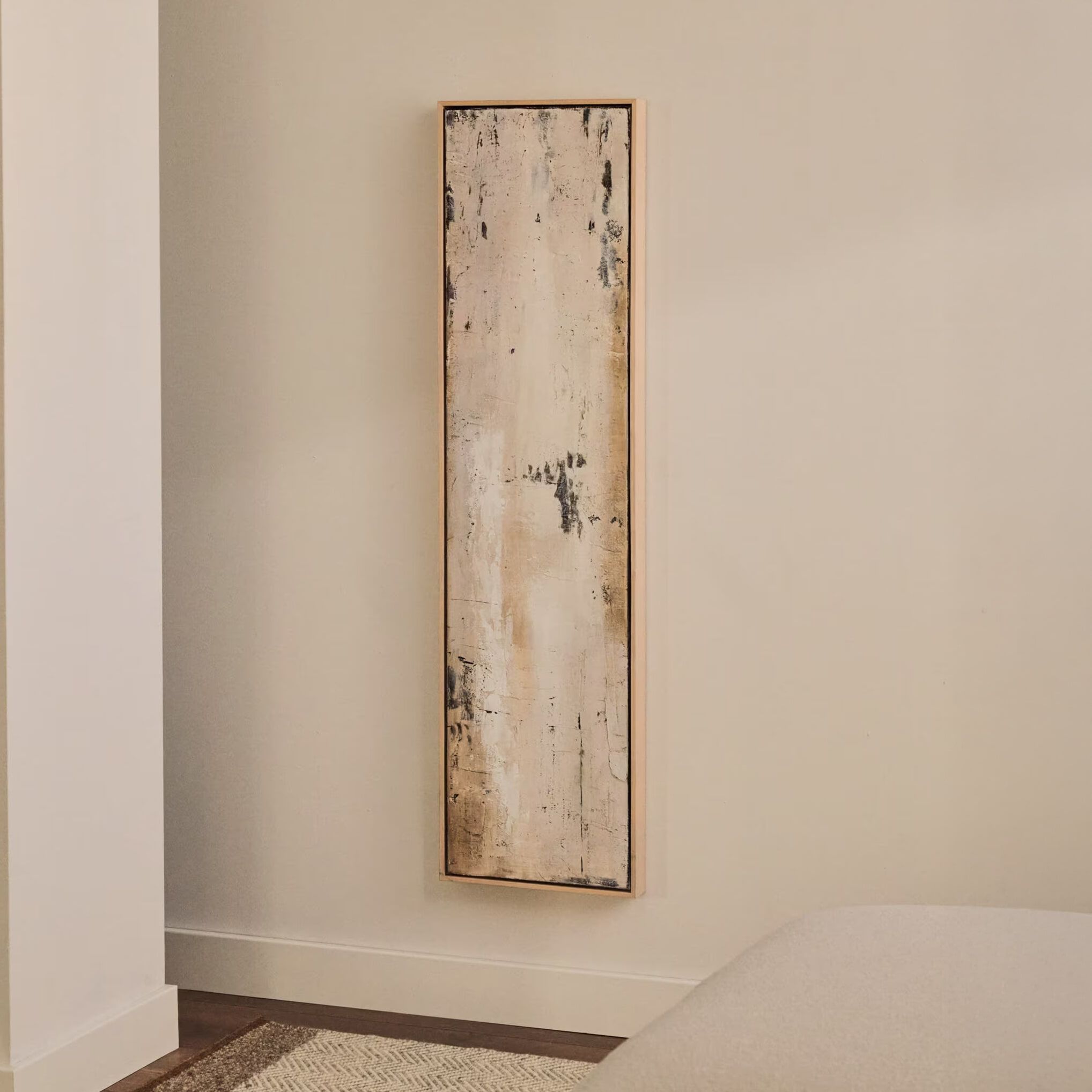Kave Home Selnar schilderij – abstract canvas in grijs, 122 × 32 cm