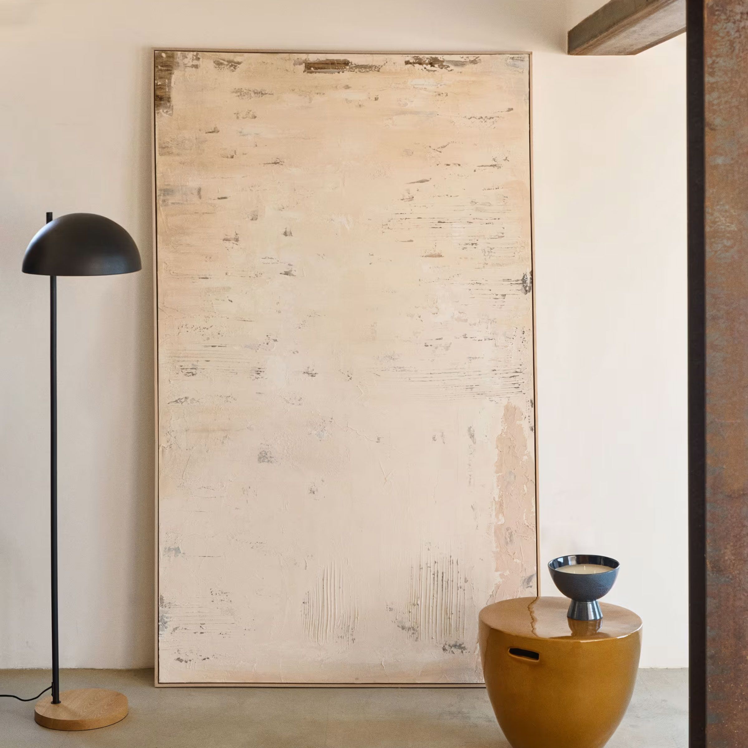 Kave Home Silpa XXL schilderij 200 × 120 cm – Neutraal kunstwerk voor elke ruimte