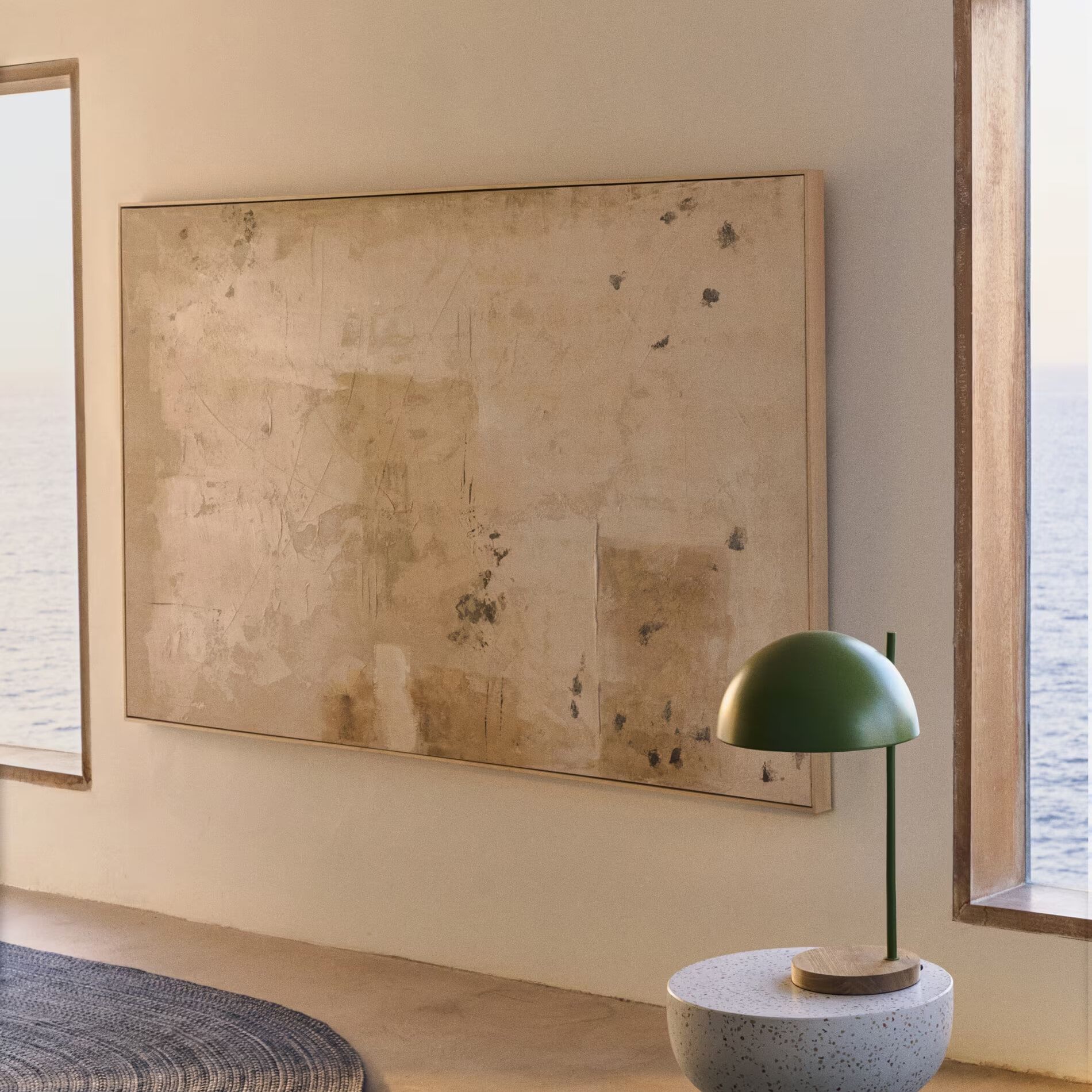Kave Home Silpa XXL Schilderij – Grote abstracte kunst in donker beige