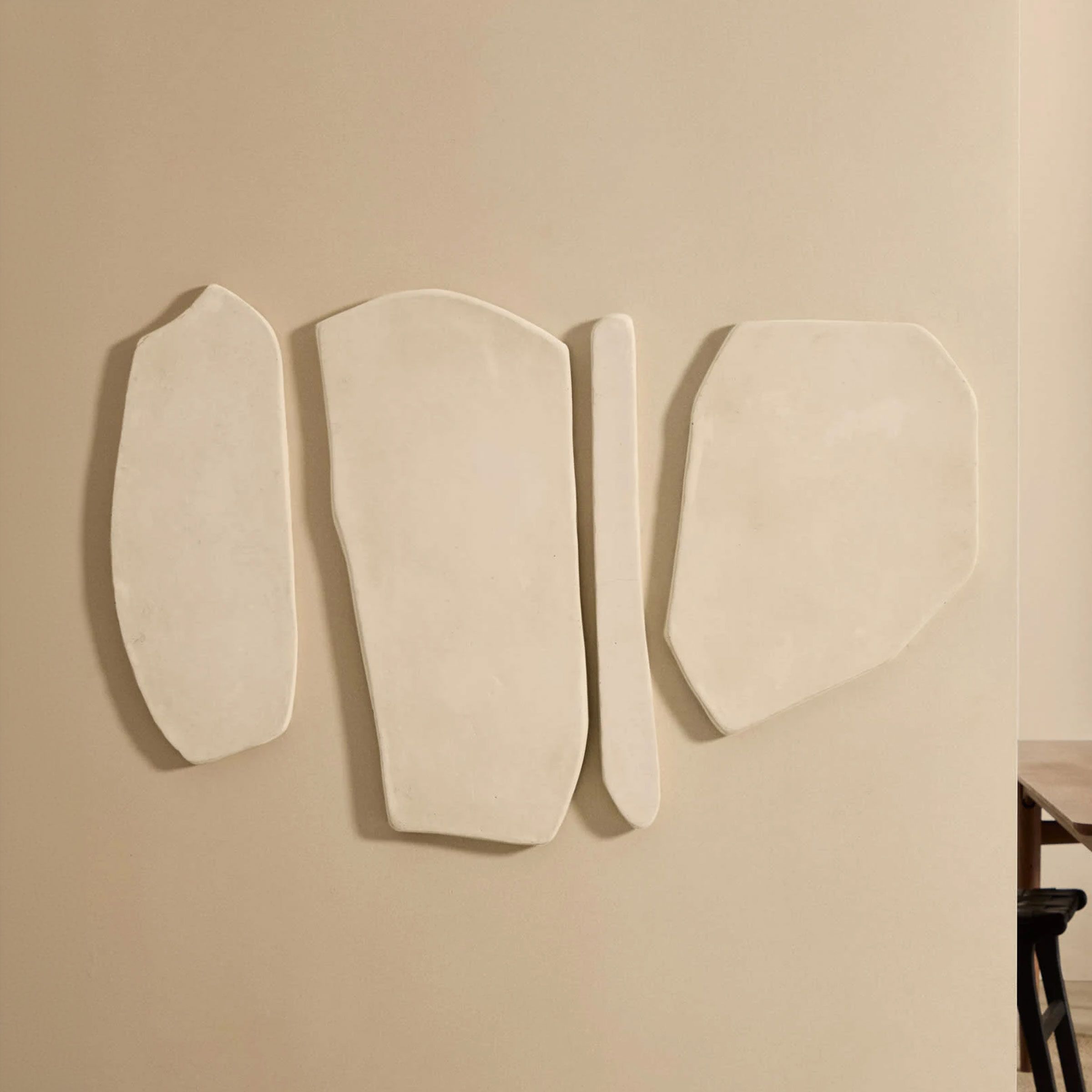 Kave Home Siluna Wandpaneel Set – 4‑stuk, Wit, Papier‑maché