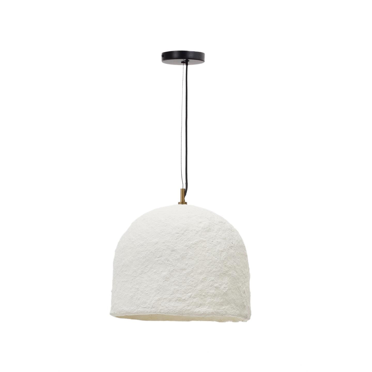 Kave Home Sineu Hanglamp – Stijlvolle Papier‑maché verlichting in wit (35 cm)
