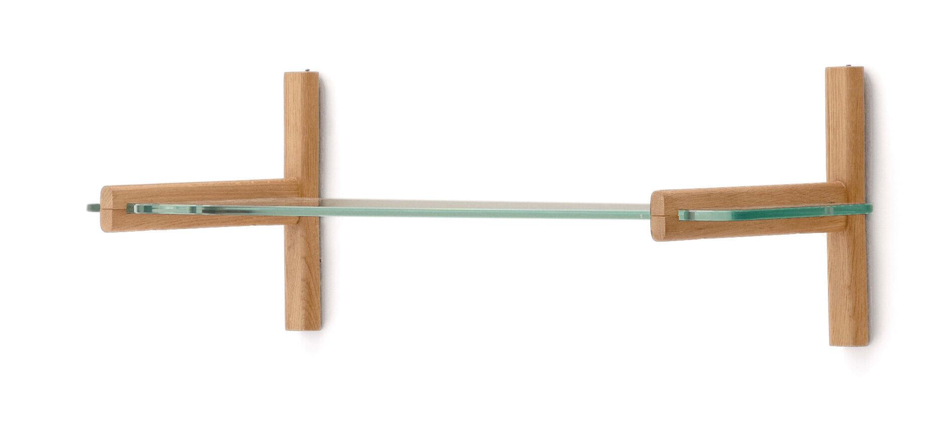 Kave Home Sitra wandrek – modulair eikenhouten en glazen wandrek (28 × 90 cm)