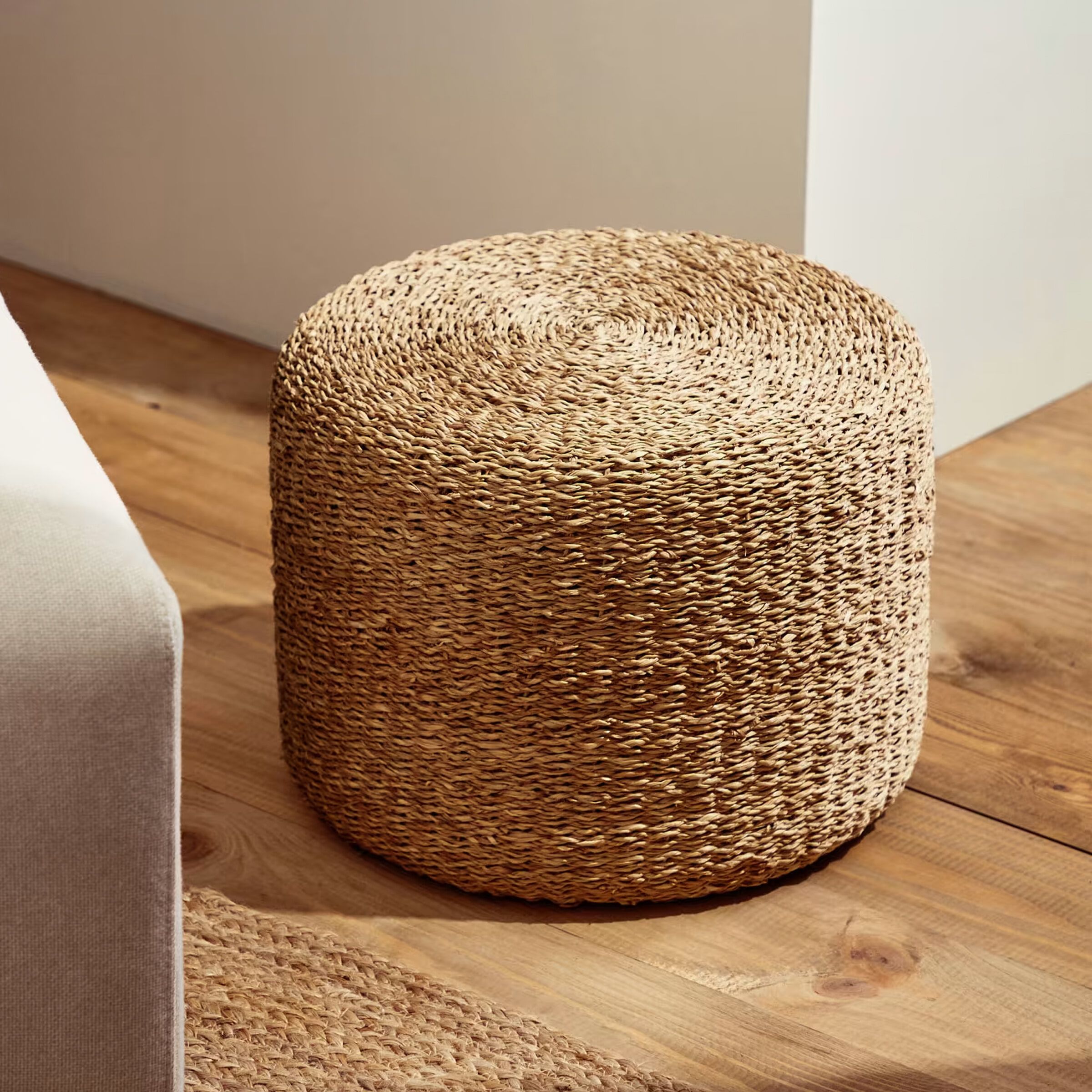 Kave Home Someina ronde poef – handgeweven natuurlijke vezels, Ø40 cm
