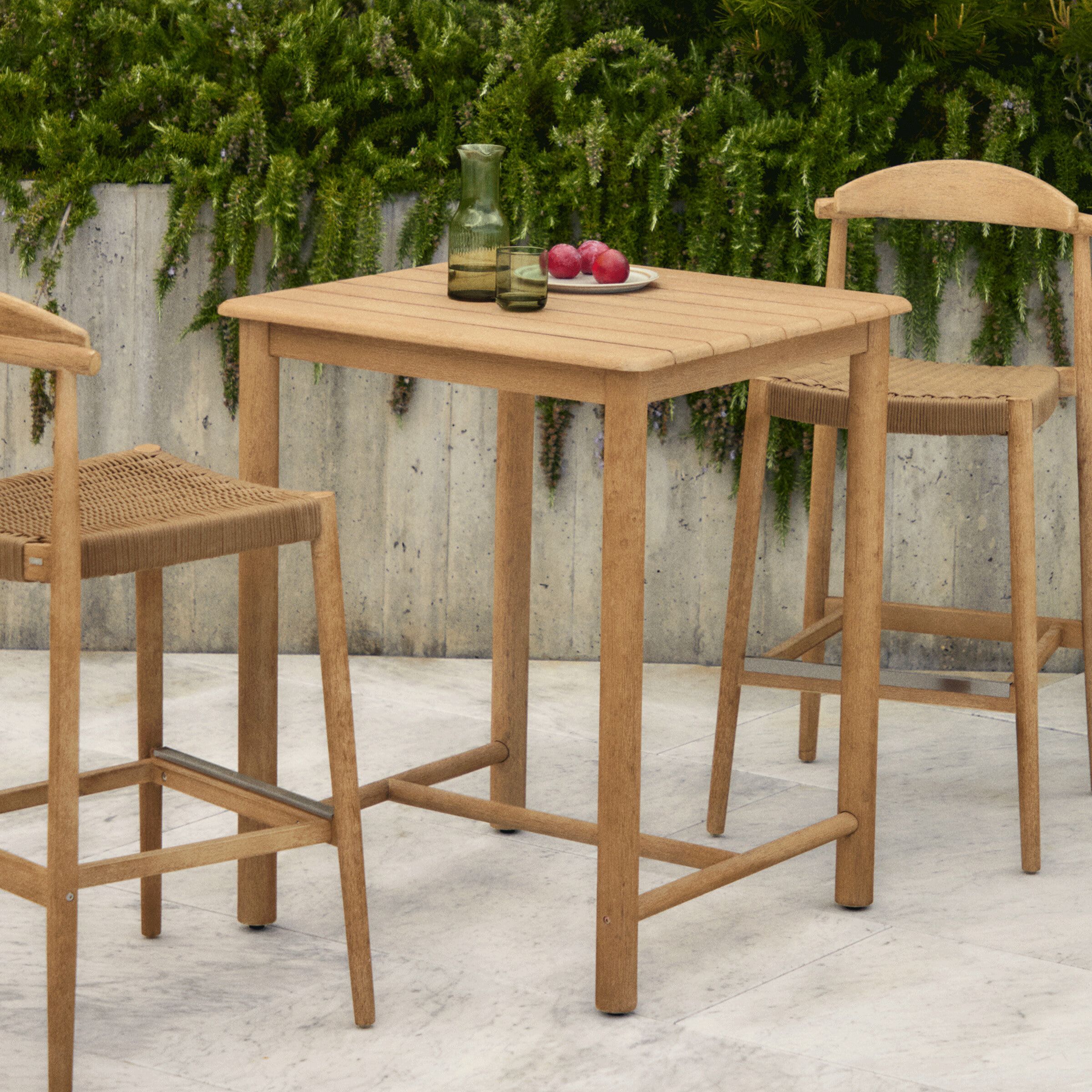 Kave Home Sori Bistrotafel – Massief acaciahout, vierkant 78 cm – Tijdloos buiten‑ & binnen‑design