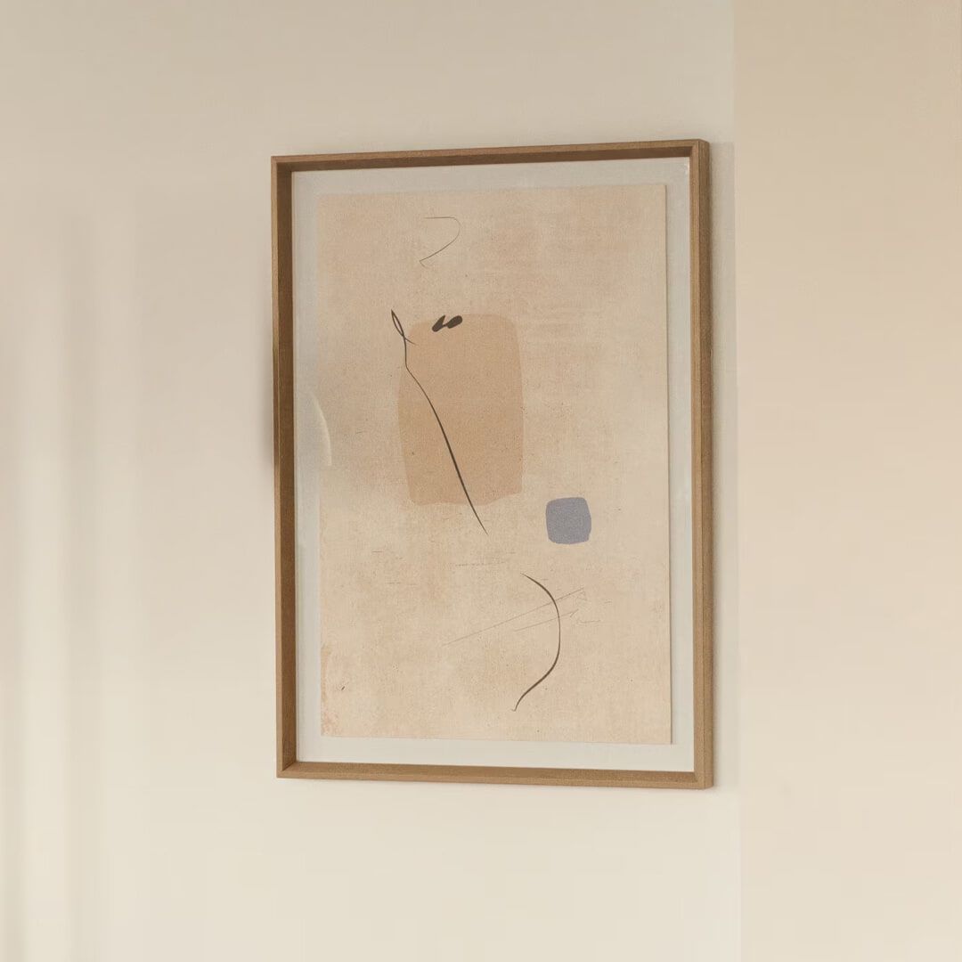 Kave Home Sormi schilderij 70 × 50 cm – abstracte kunst in neutrale tinten