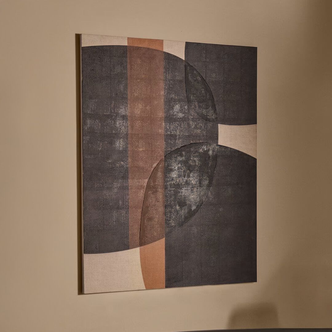 Kave Home Tonol abstract schilderij 180 × 140 cm – warm bruin kunstwerk voor jouw leefruimte