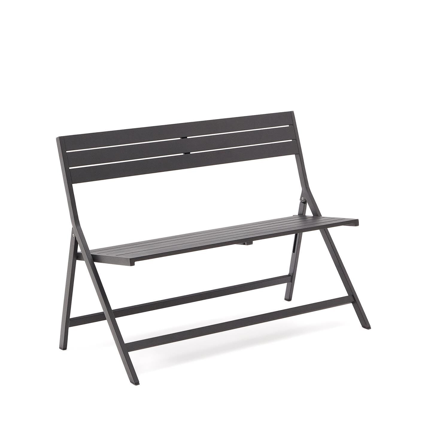Kave Home Torreta Tuinbank 120 cm – Donkergrijs, opvouwbaar en UV‑bestendig