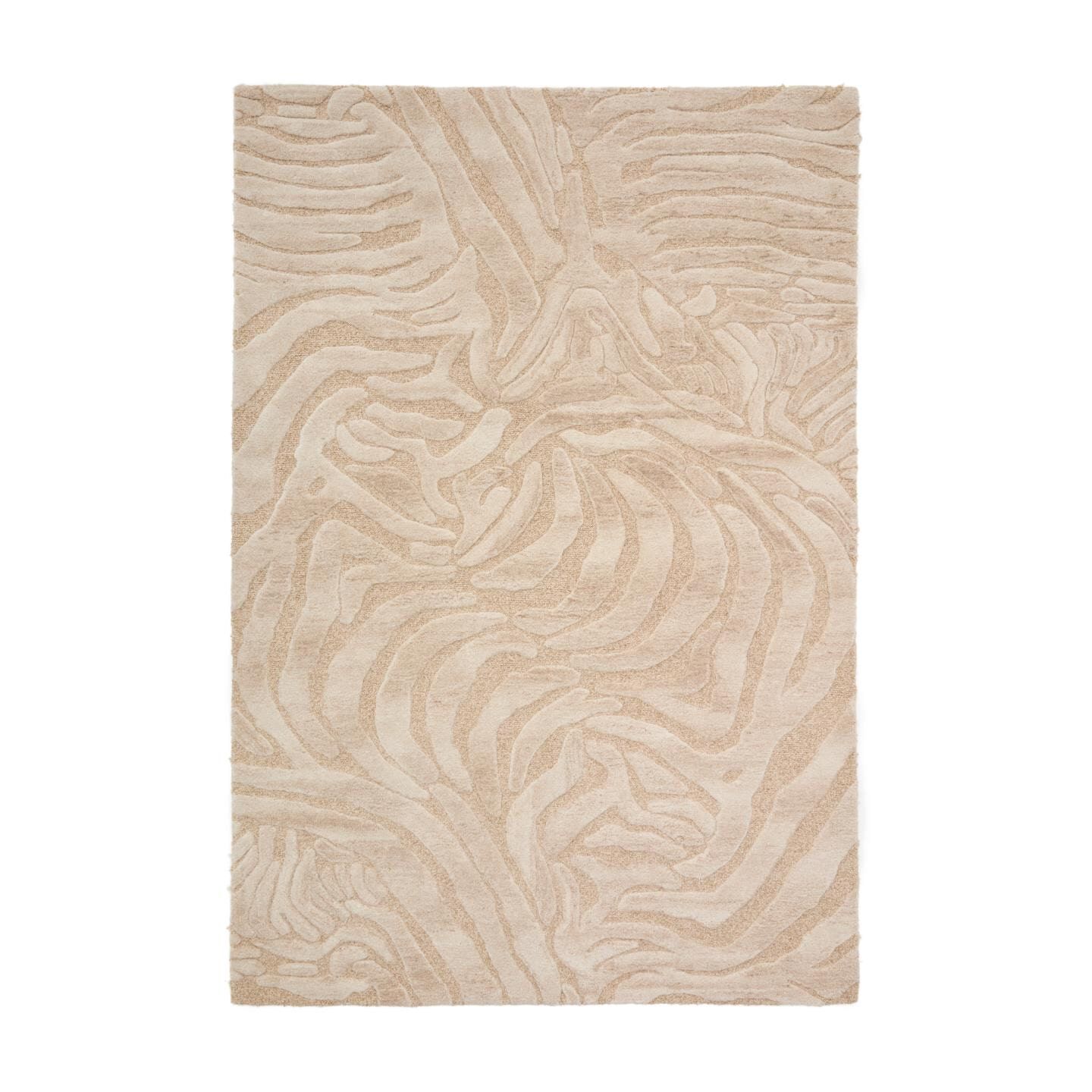 Kave Home Tribet Wolvloerkleed 200×300 cm – Elegante Zebra‑jacquard in Beige