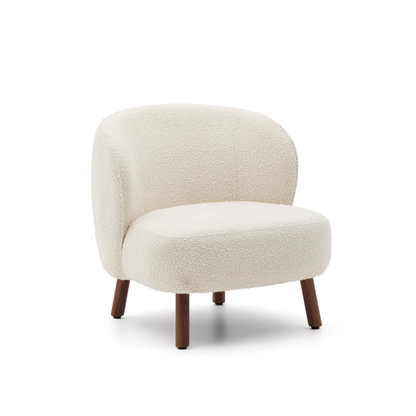 Kave Home Ulit Fauteuil – Luxe Bouclé in Wit en Bruin