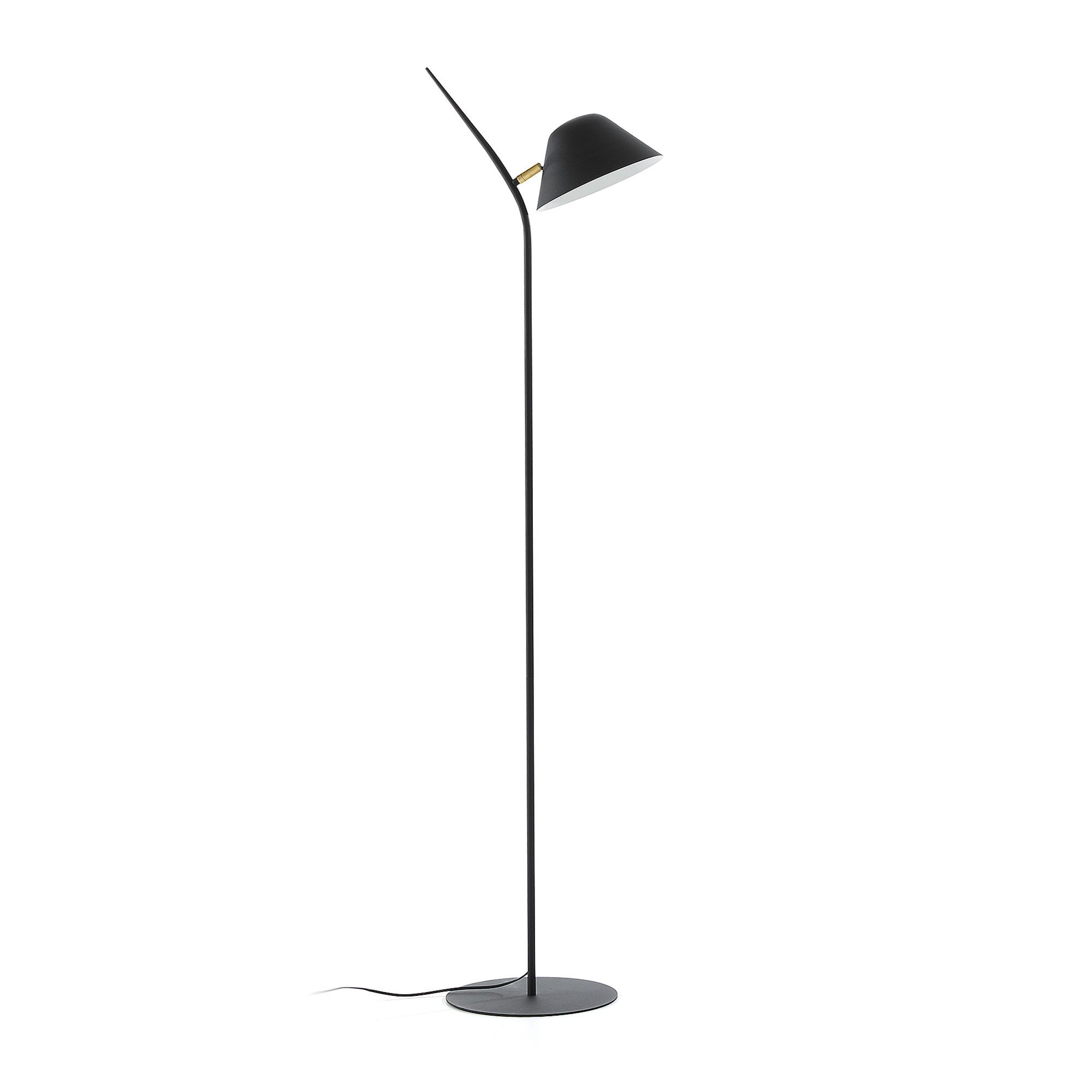 Kave Home vloerlamp Aurelia – Strak design in matzwart met een gouden accent