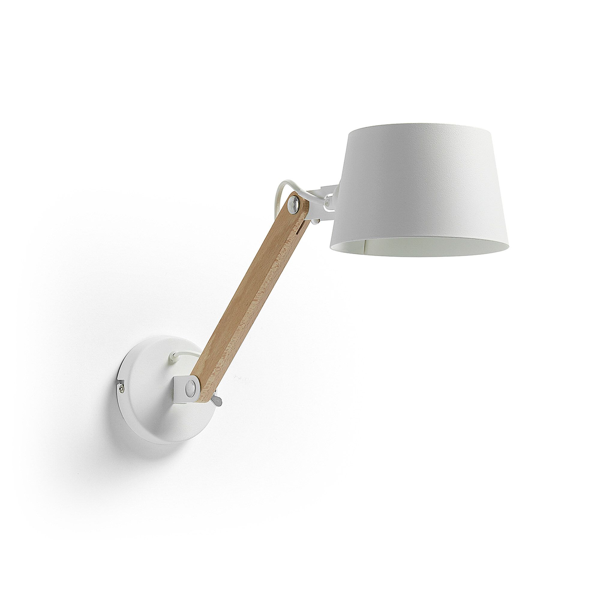 Kave Home Wandlamp Muse – Strak wit design met beukenhouten arm