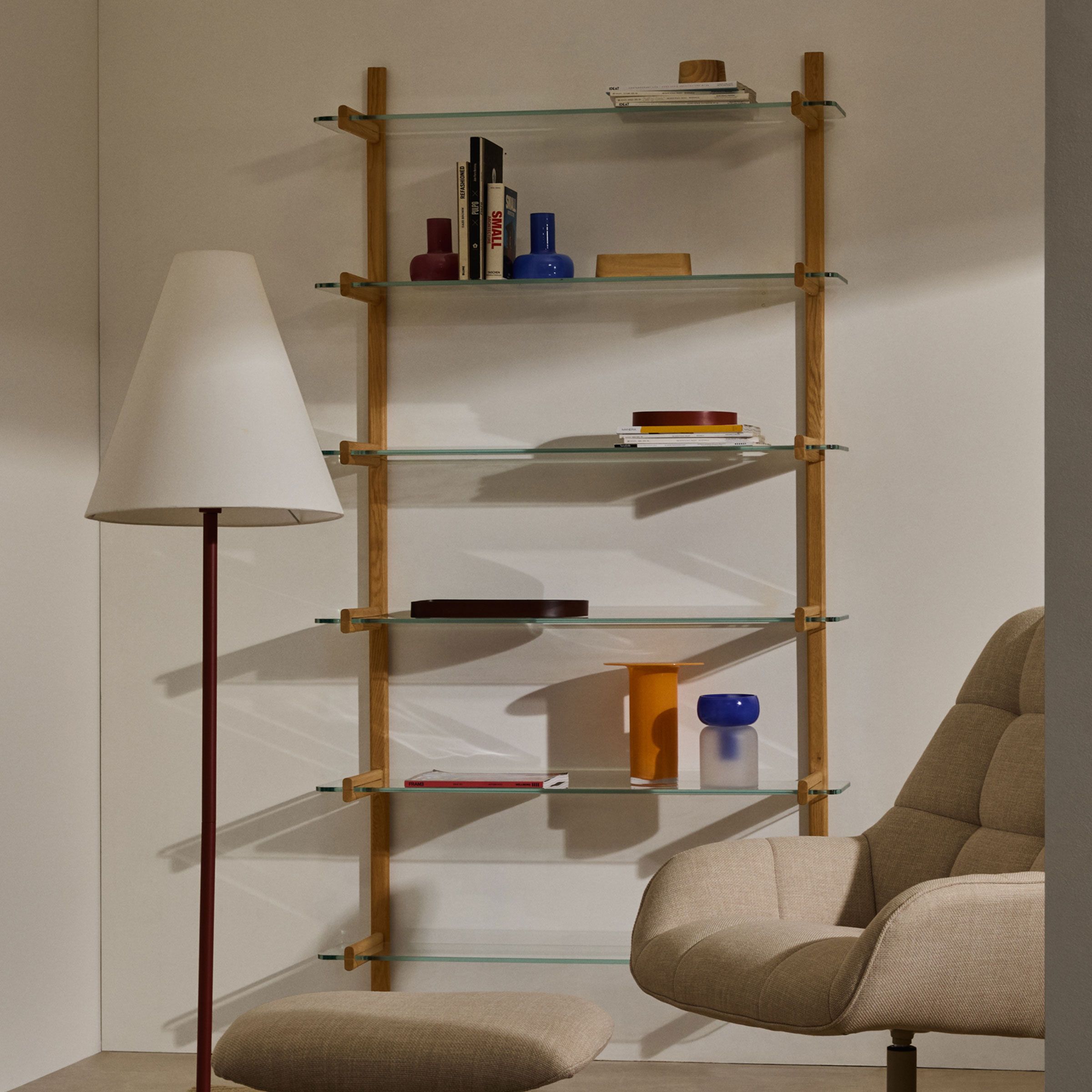 Kave Home Wandrek Sitra – Modulaire Stellingkast van Eikenhout en Glas (202 × 90 cm)