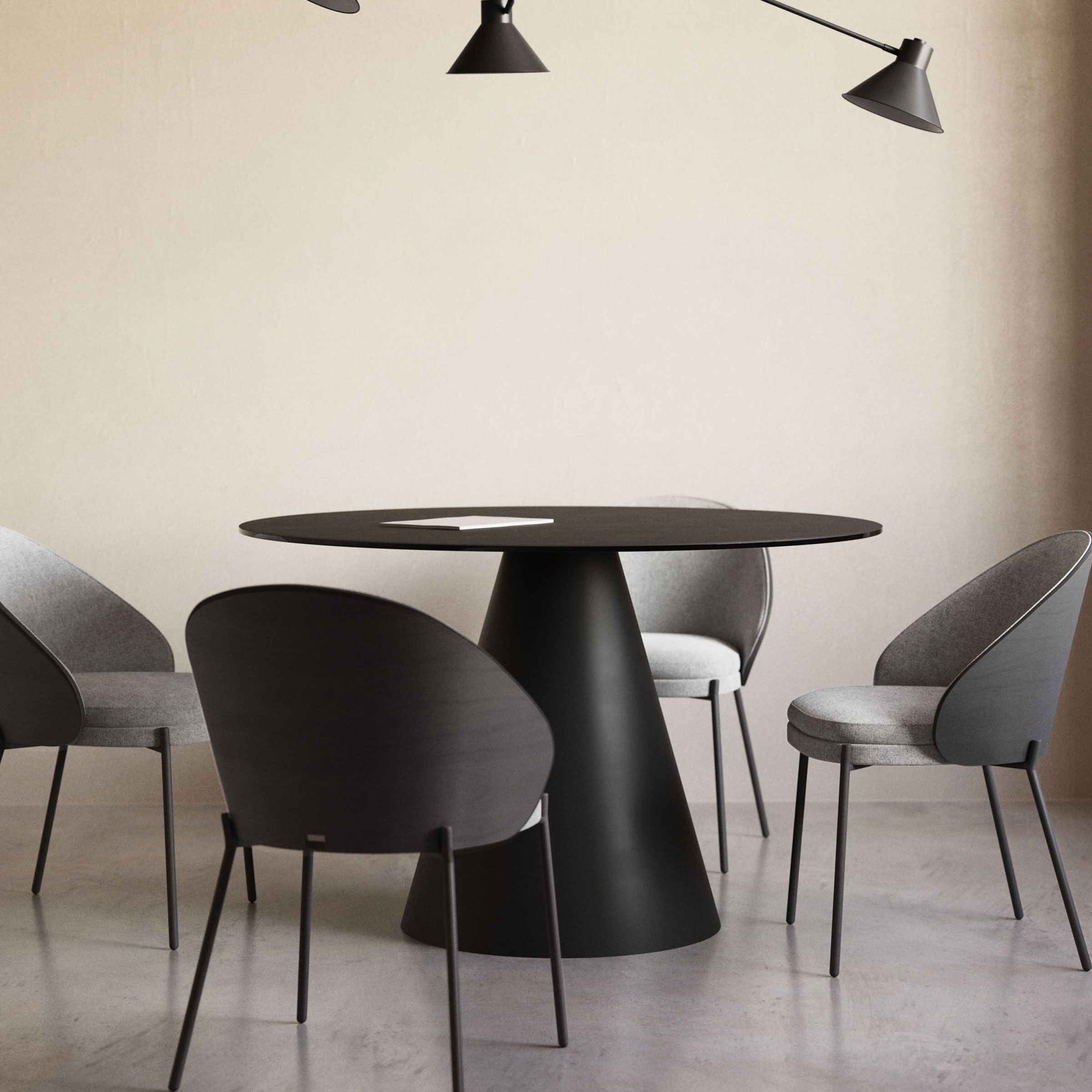 Kave Home Wilshire ronde eettafel 120 cm – elegant glas met matzwarte metalen voet