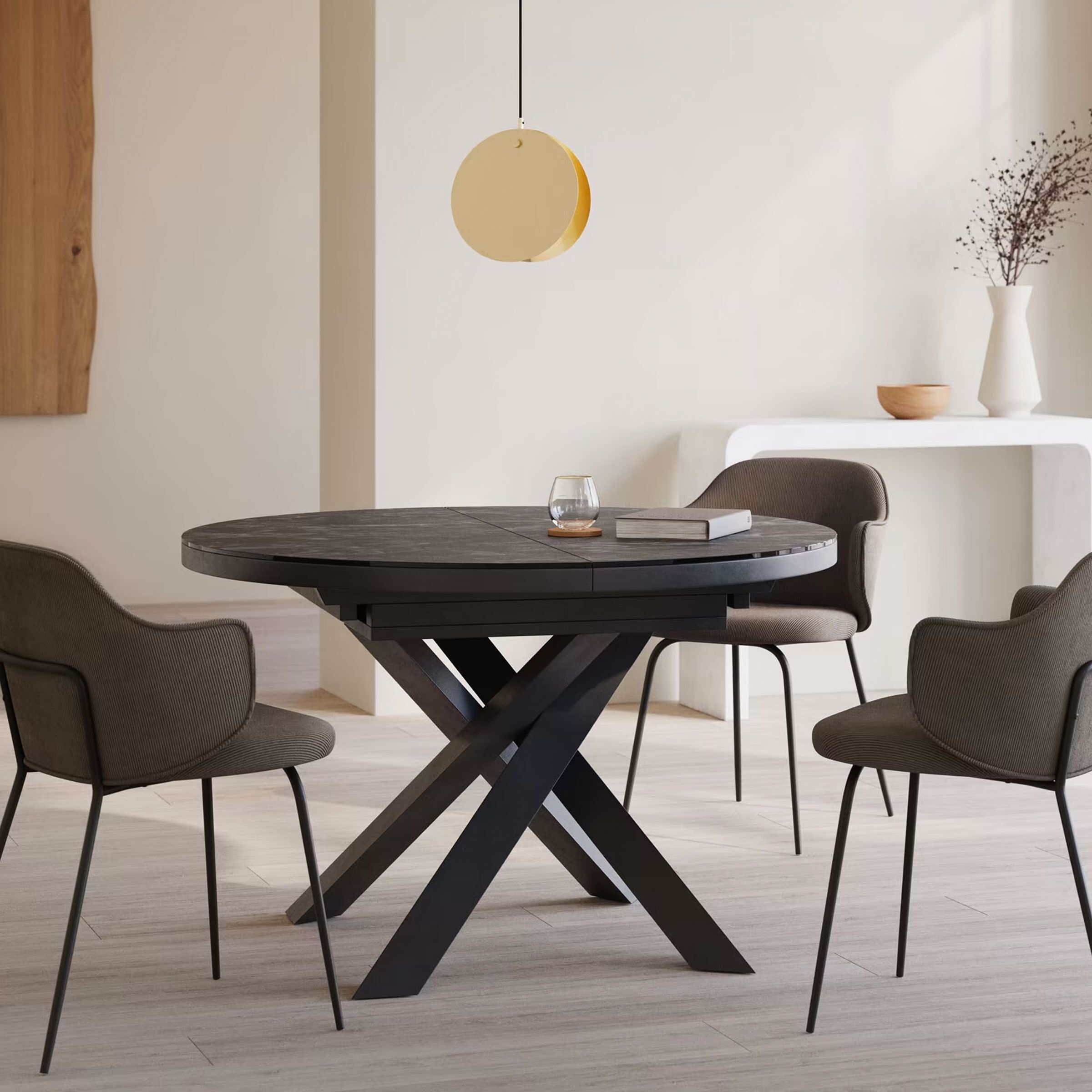 Kave Home Yodalia: elegante uitschuifbare eettafel met marmerlook