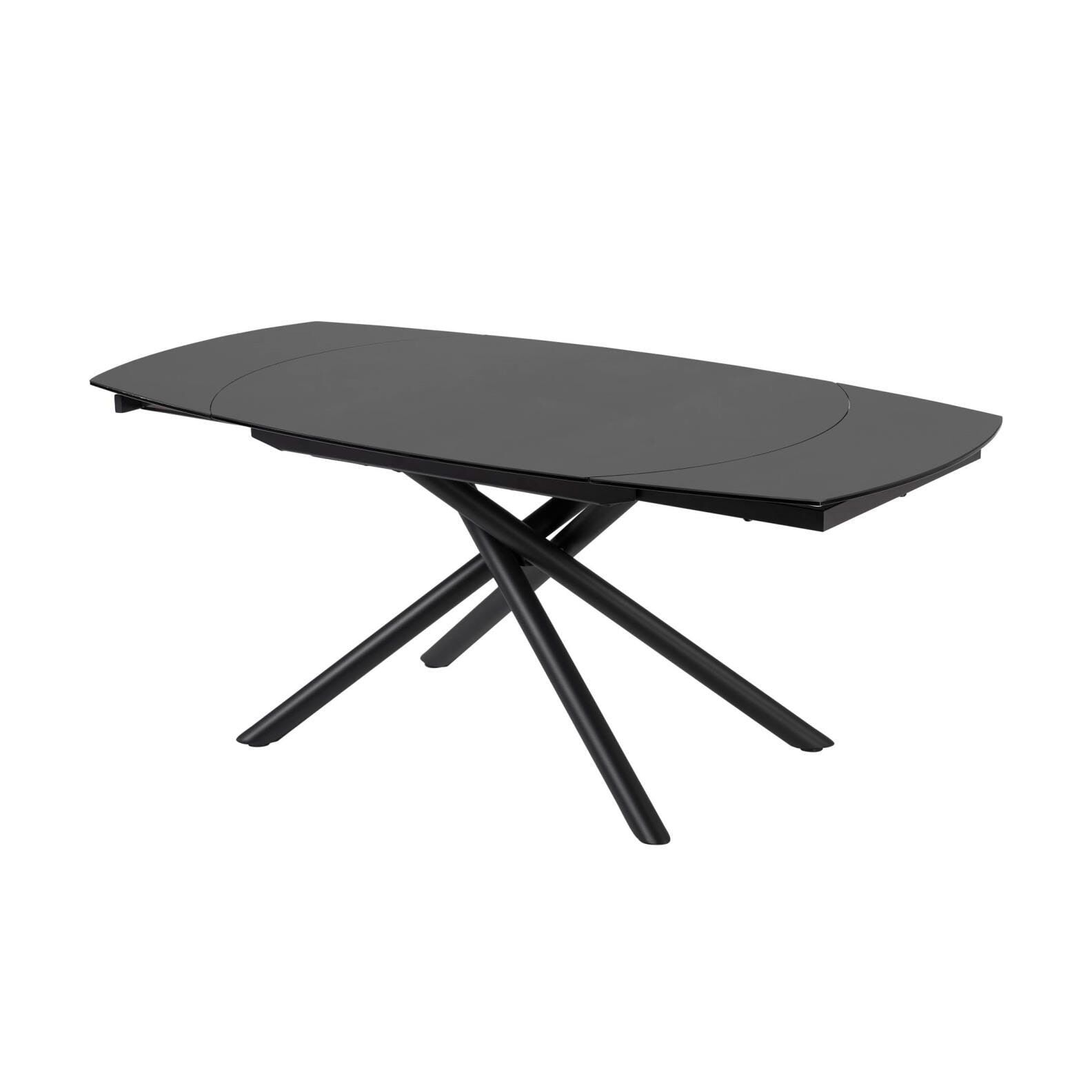 Kave Home Yodalia – Moderne uitschuifbare eettafel met zwart glas