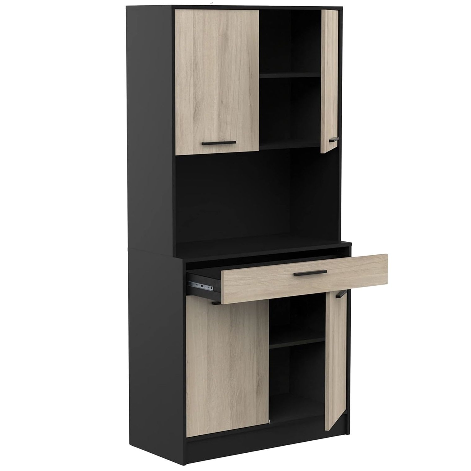 Keukenkast Napoli 176 cm – Industriële zwart‑eiken look voor elke keuken