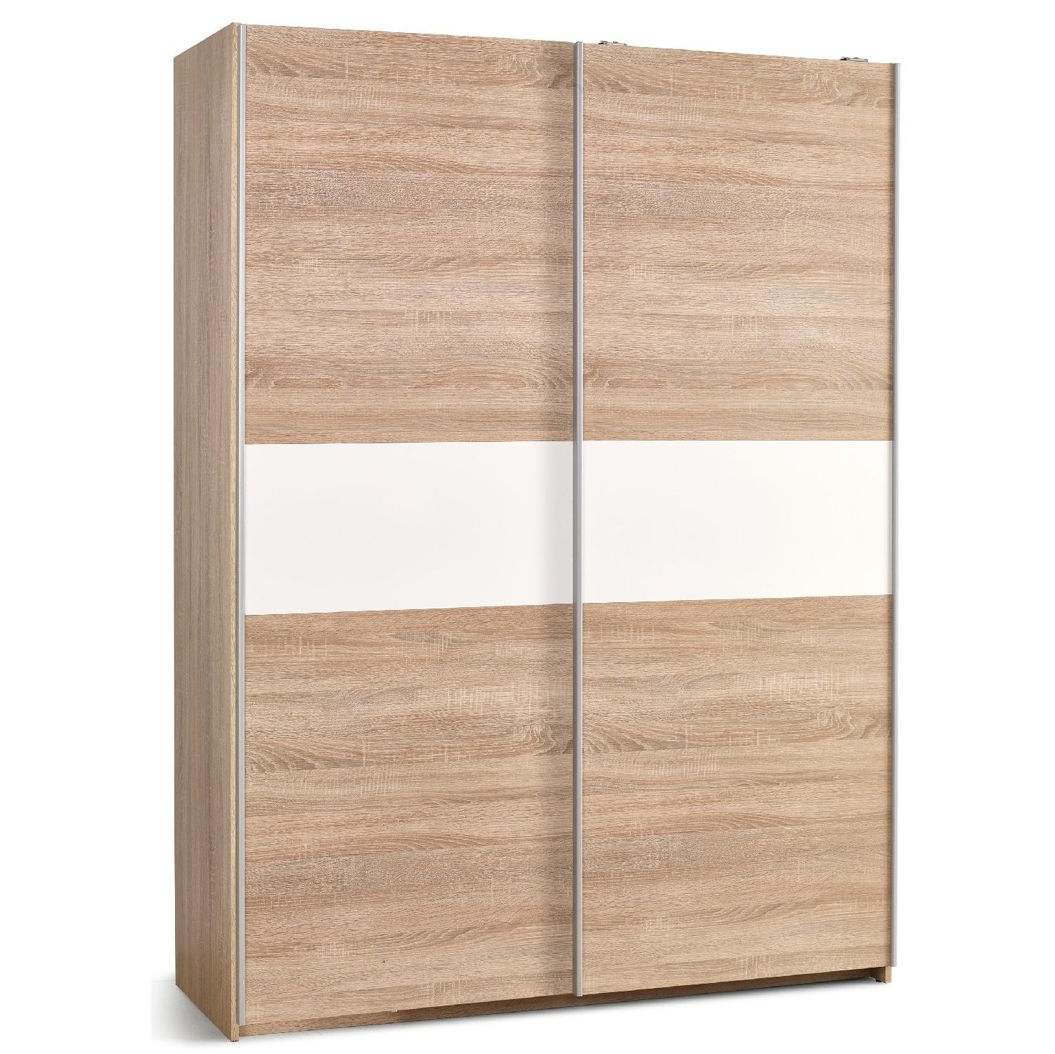 Kledingkast Lima 153 cm – Sonoma eiken & hoogglans wit, ruime en duurzame slaapkameropslag