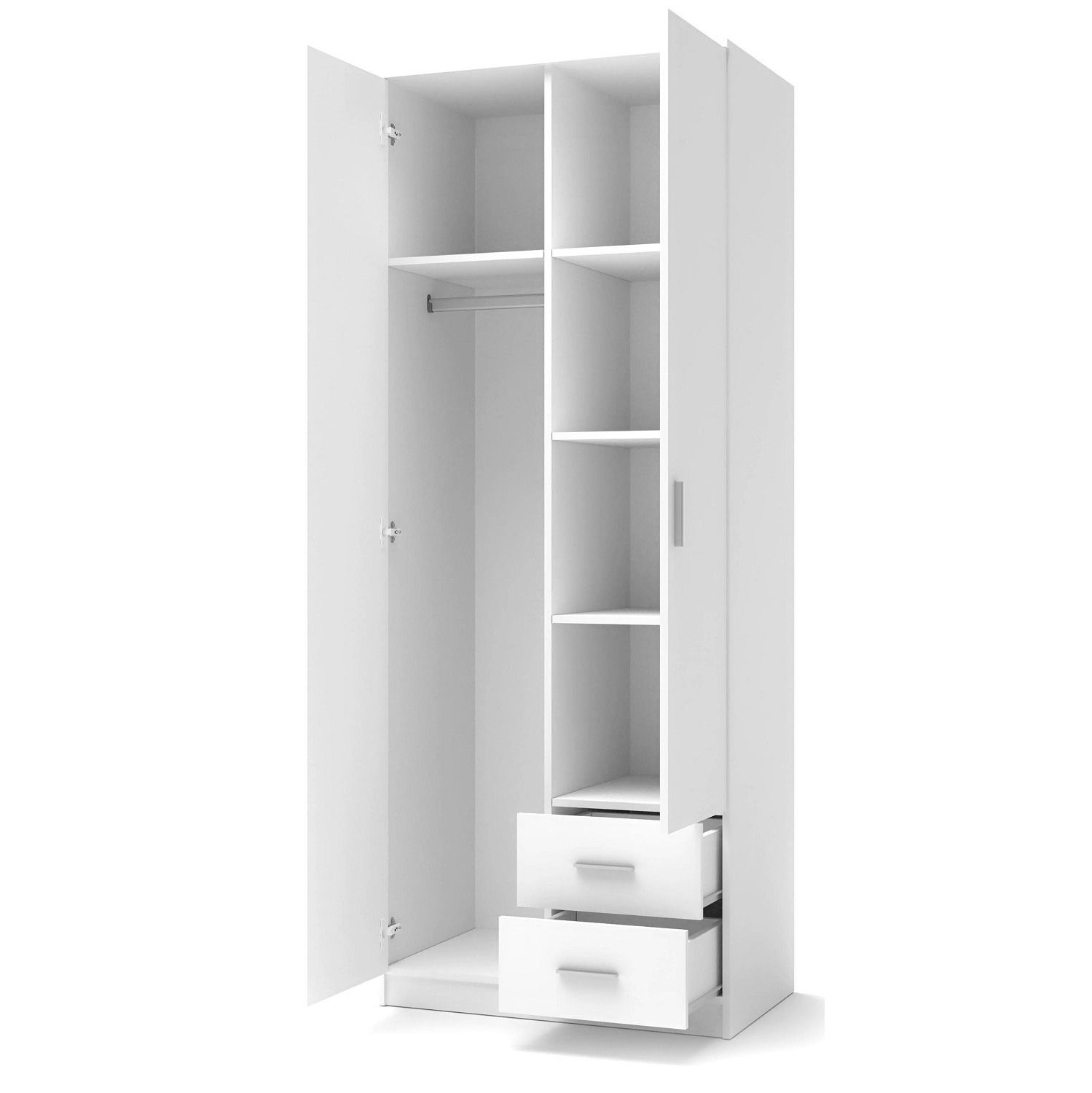 Kledingkast Lima 80 cm – Strakke klassiekers in hoogglans wit