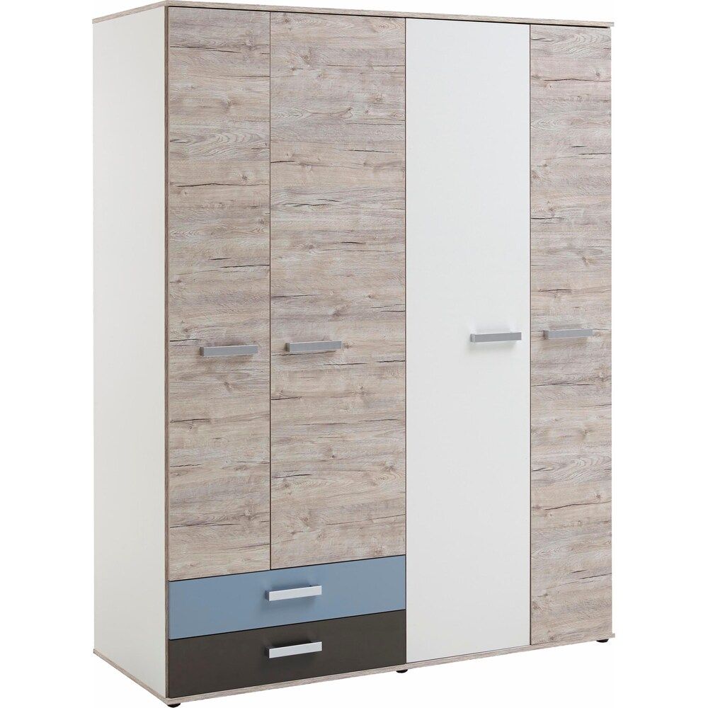 Kledingkast Nona 150 cm – Zand eiken & wit, functioneel design voor elke slaapkamer