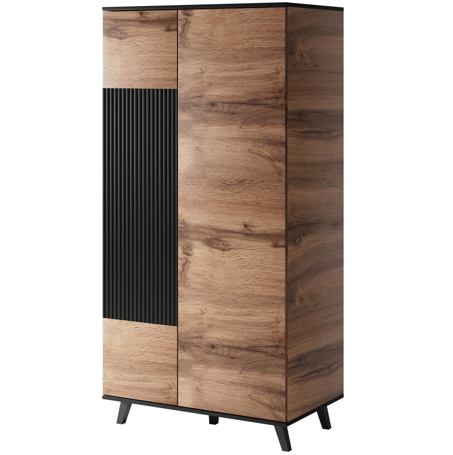 Kledingkast Random 90 cm – Elegant eiken‑fineer met zwarte accenten