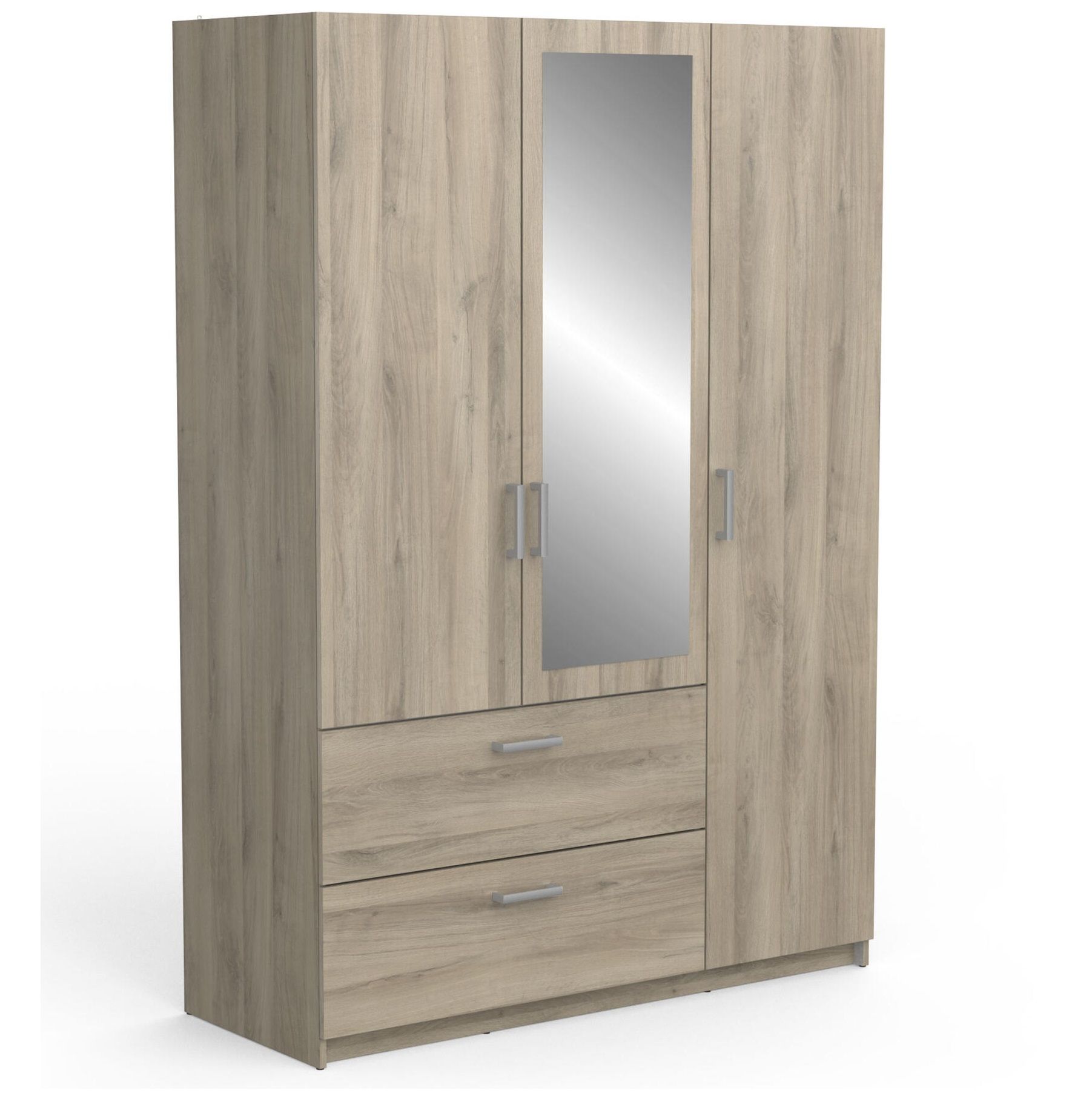 Kledingkast Ready 133 cm – Strak eiken met spiegeldeur