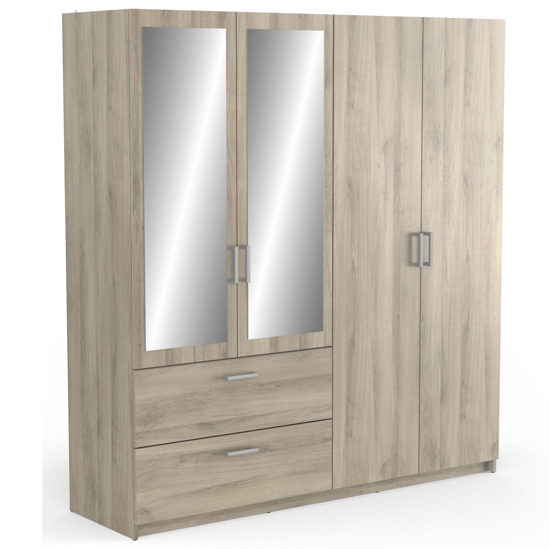 Kledingkast Ready 178 cm – Kronberg eiken met spiegeldeuren