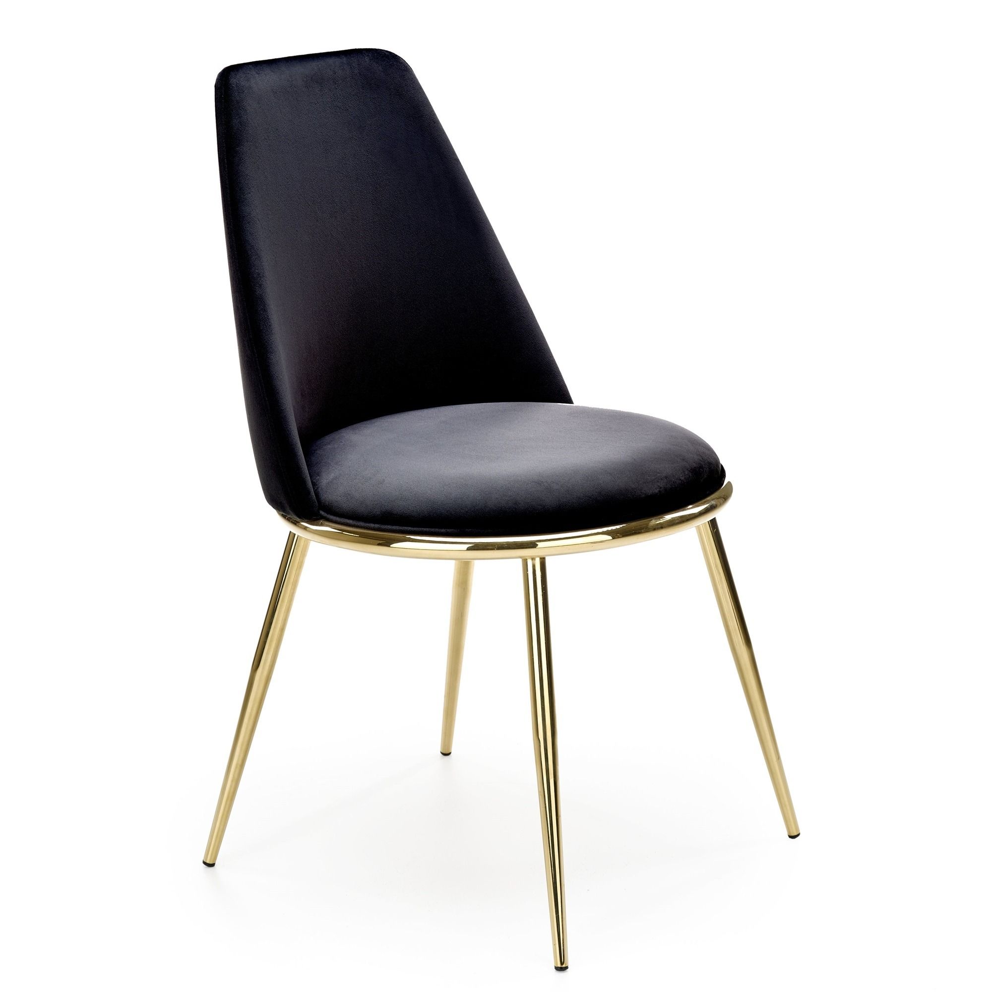 Kreslo eetkamerstoel zwart – luxe velvet met gouden poten