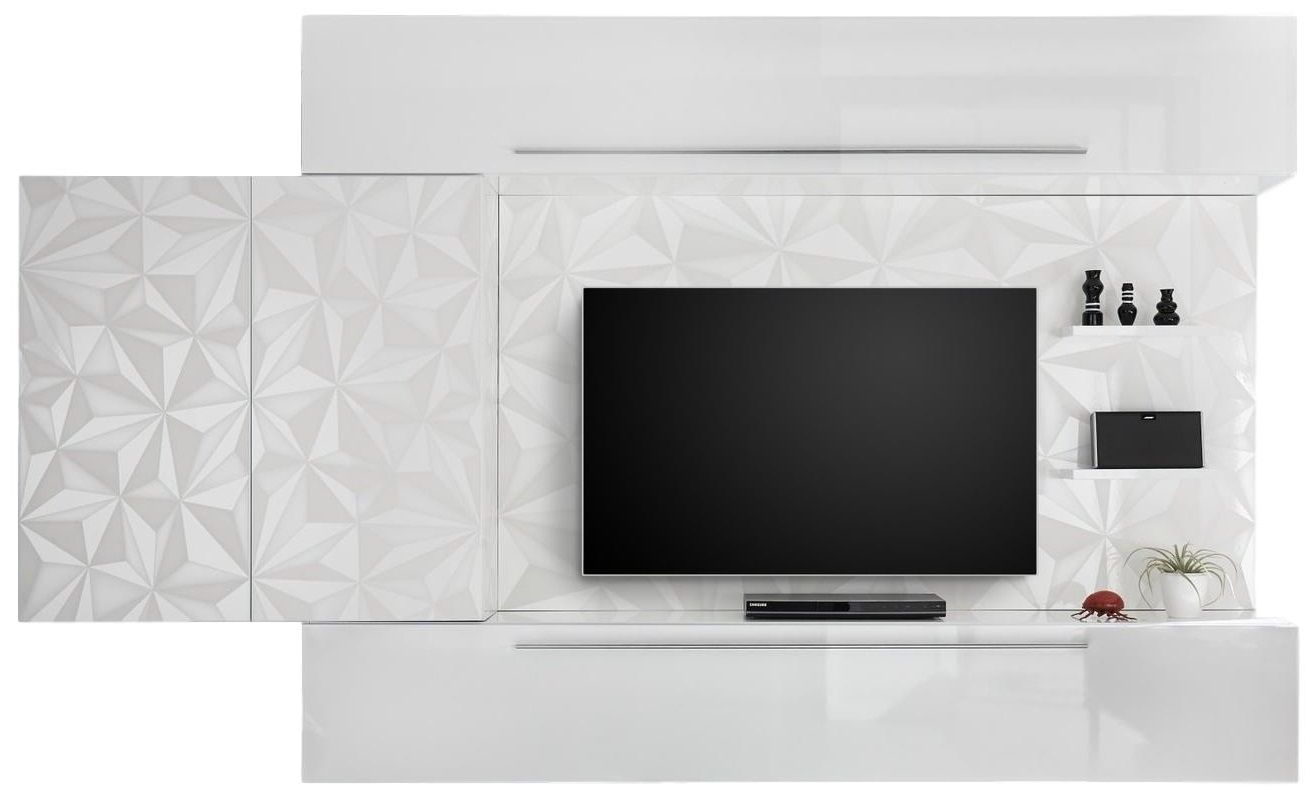 Kristal TV‑wandmeubel set in hoogglans wit – moderne blikvanger voor elke woonkamer