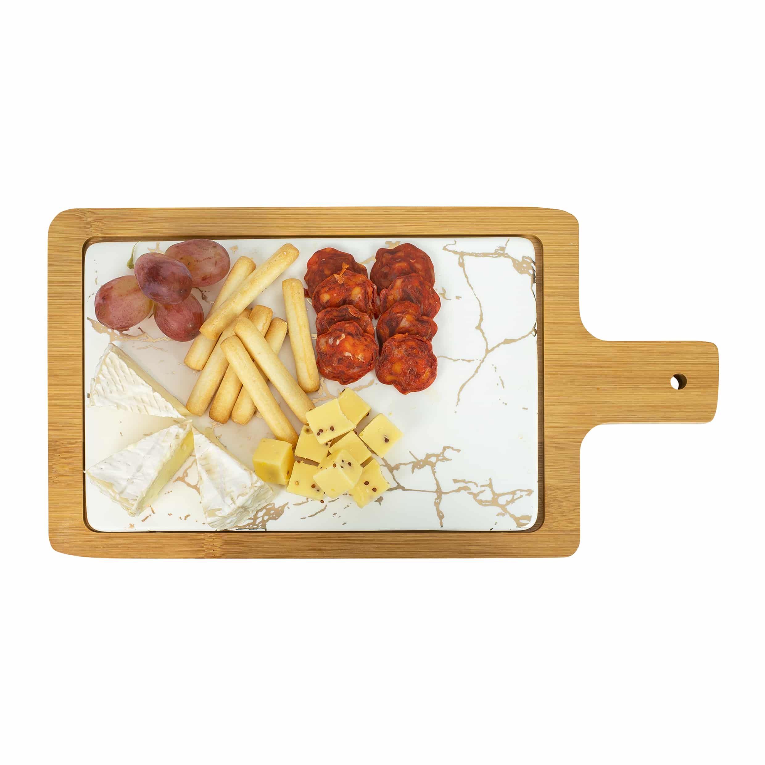 Krumble Borrelplank in Hout‑Witte Marmerlook – Compact, Stijlvol & Praktisch