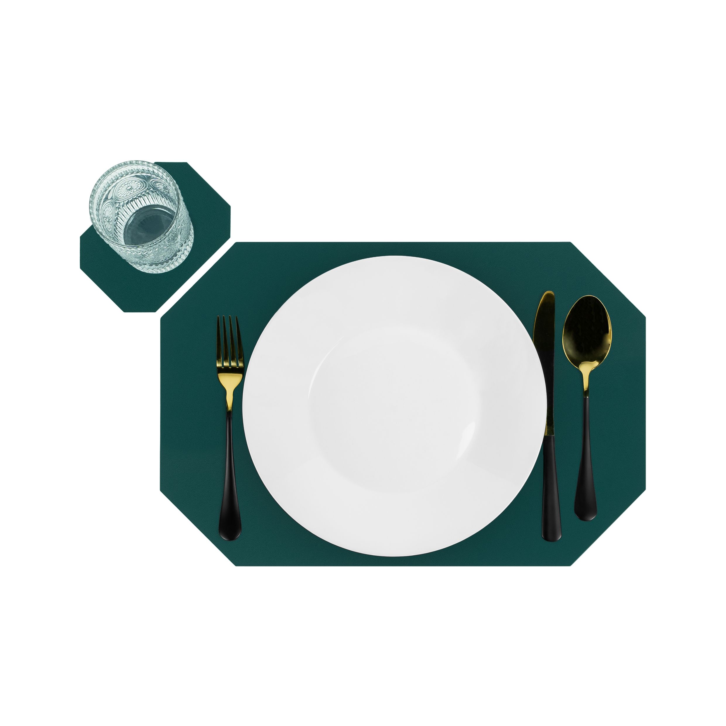 Krumble Donkergroene Placemat Set met Glasonderzetter – Stijlvol & Praktisch