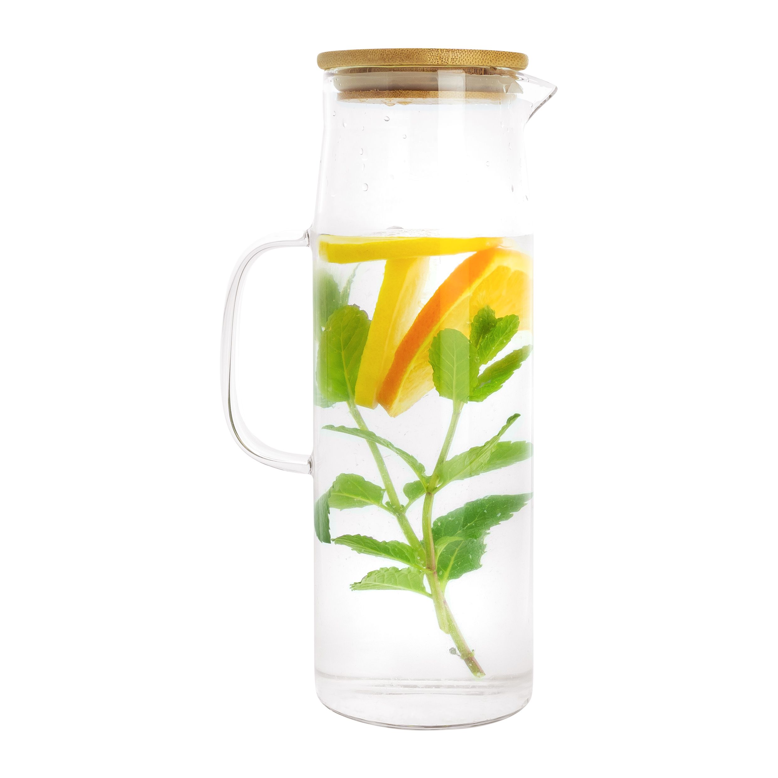 Krumble Karaf 1,5 L – Glazen karaf met houten deksel en handvat