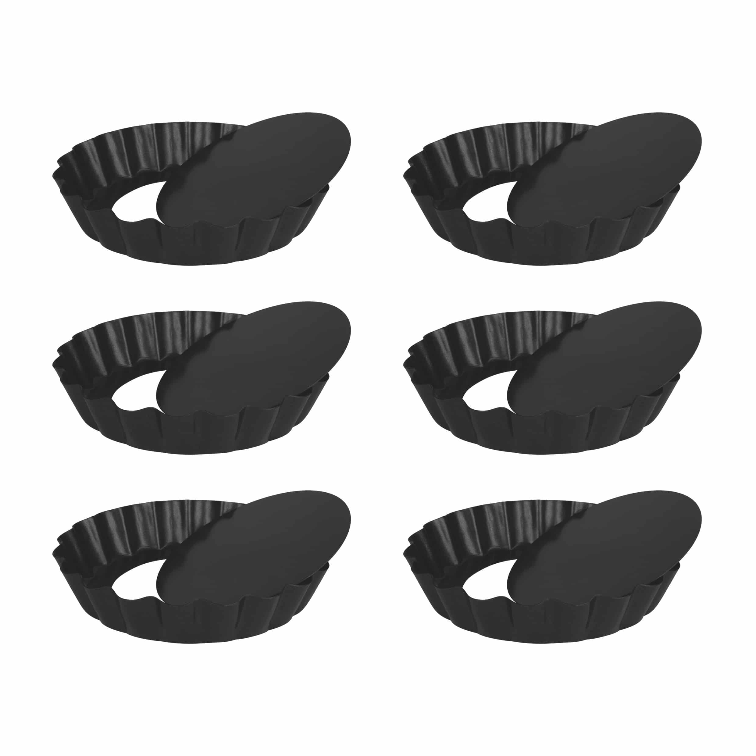 Krumble mini quichevormpjes – set van 6, donkergrijs, anti‑aanbak & verwijderbare bodem