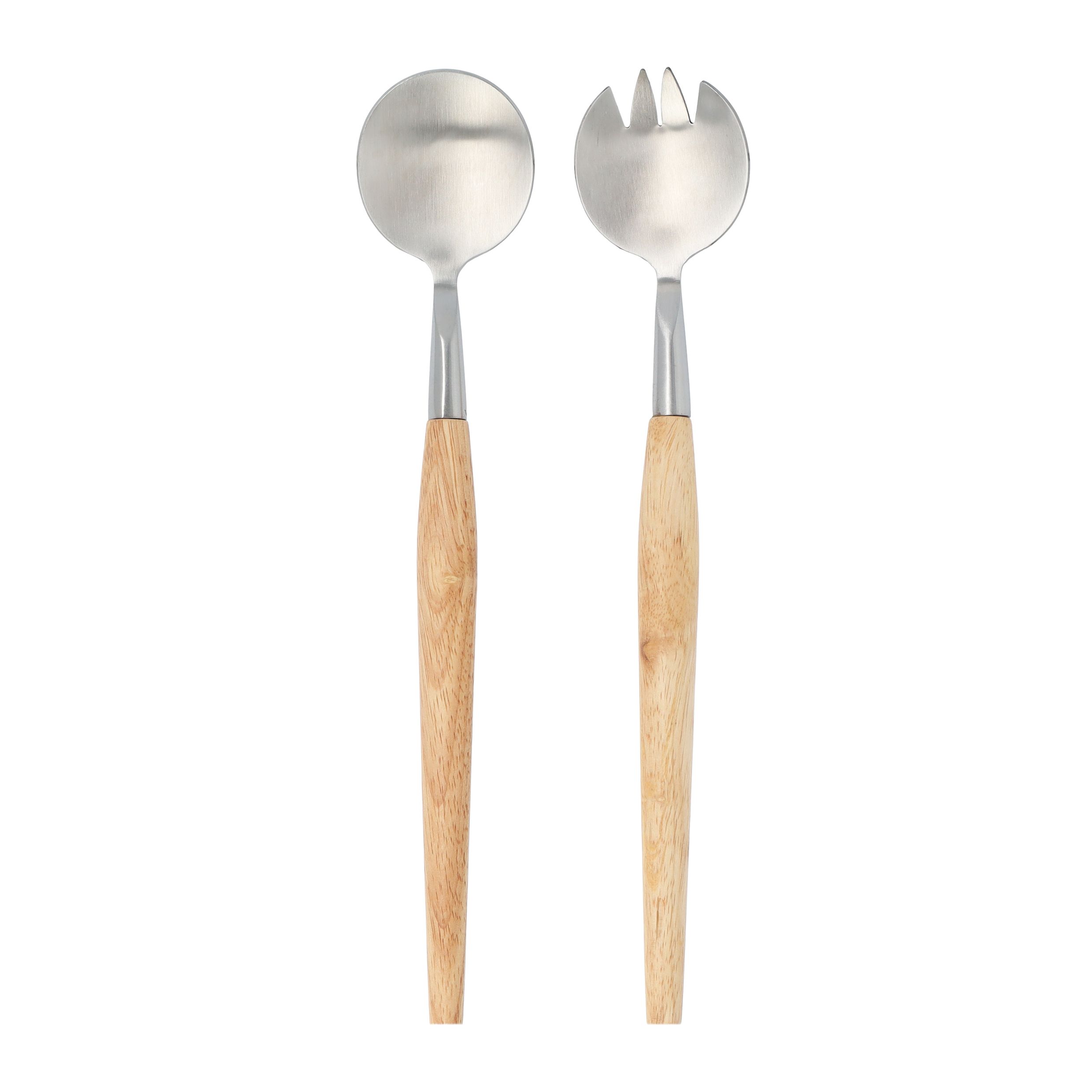 Krumble Saladebestek – Stijlvol Hout‑En‑RVS Set voor elke Tafel
