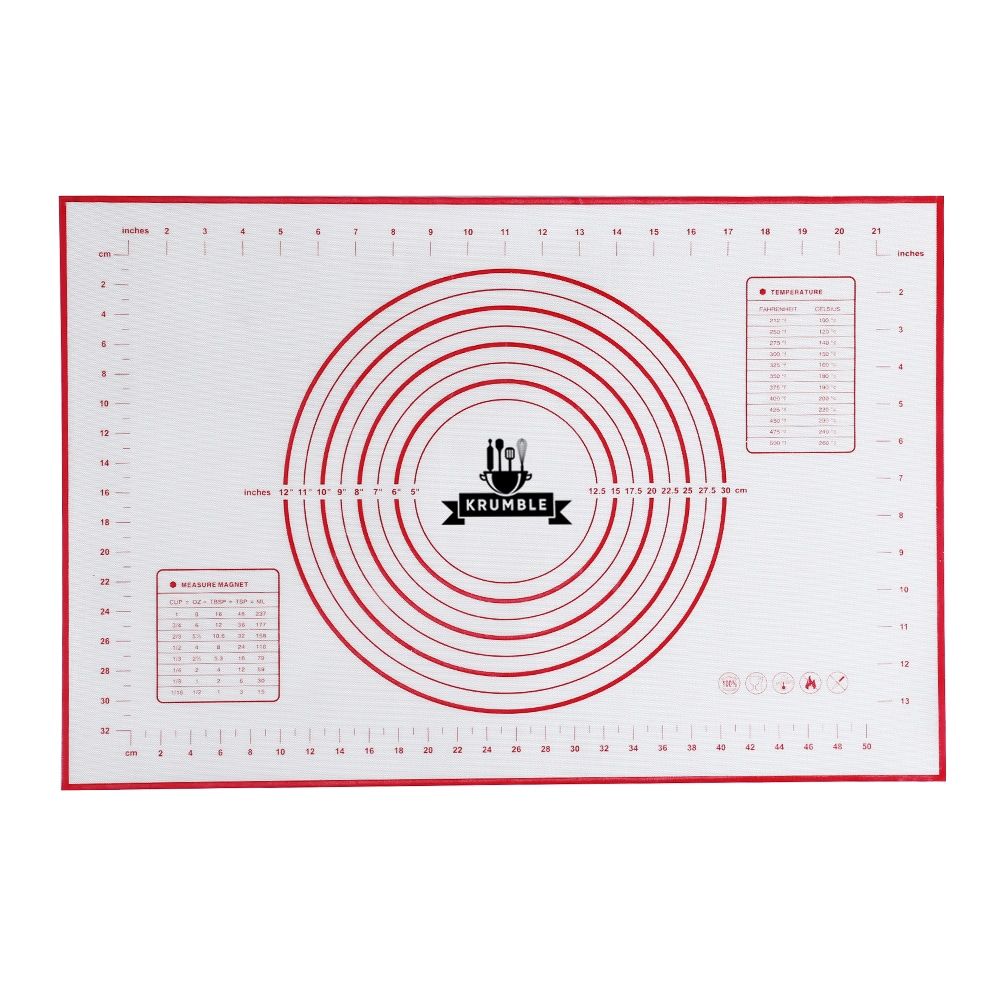 Krumble siliconen bakmat met meeteenheden – 40 × 60 cm, rood