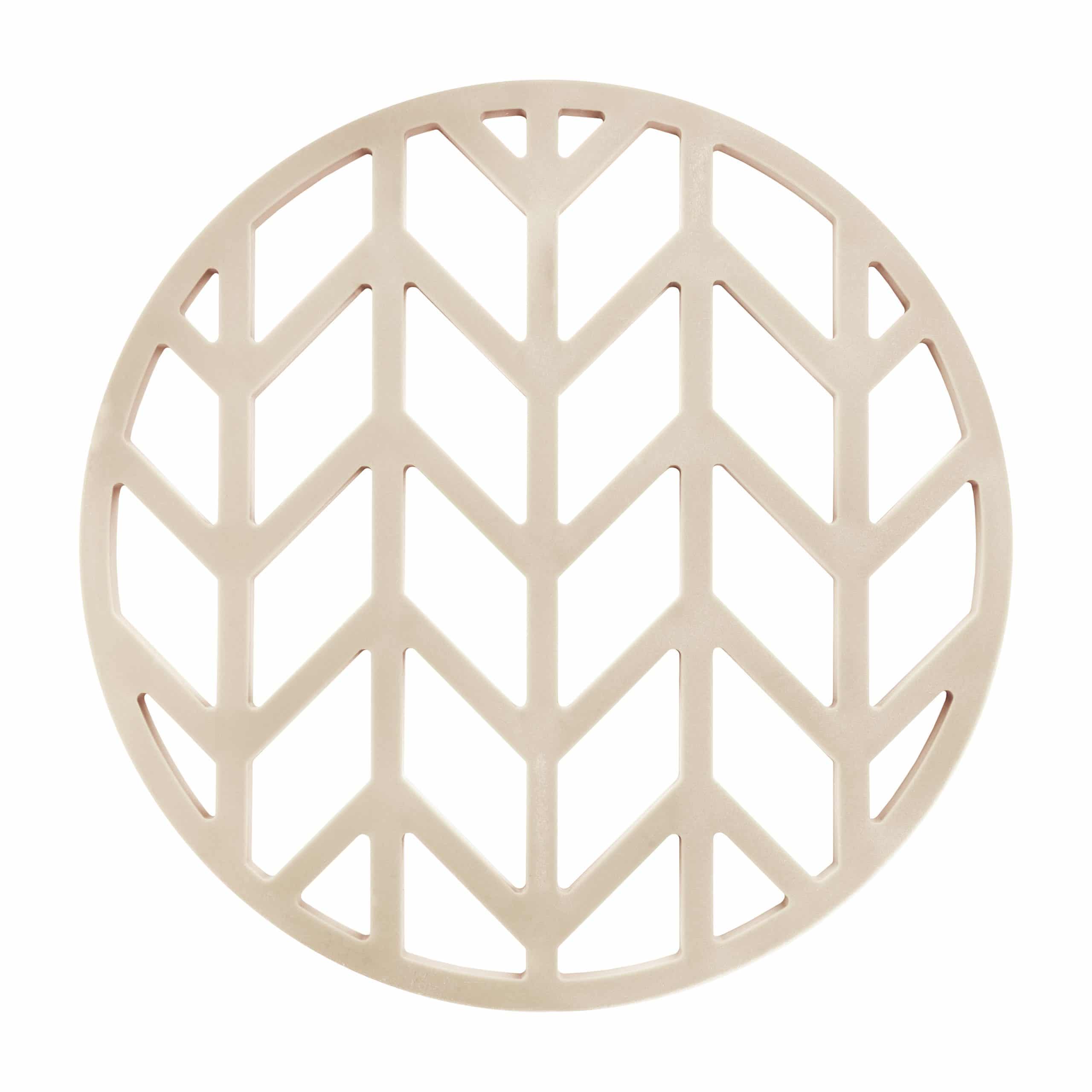 Krumble siliconen pannenonderzetter met pijlenpatroon – 14 cm, beige
