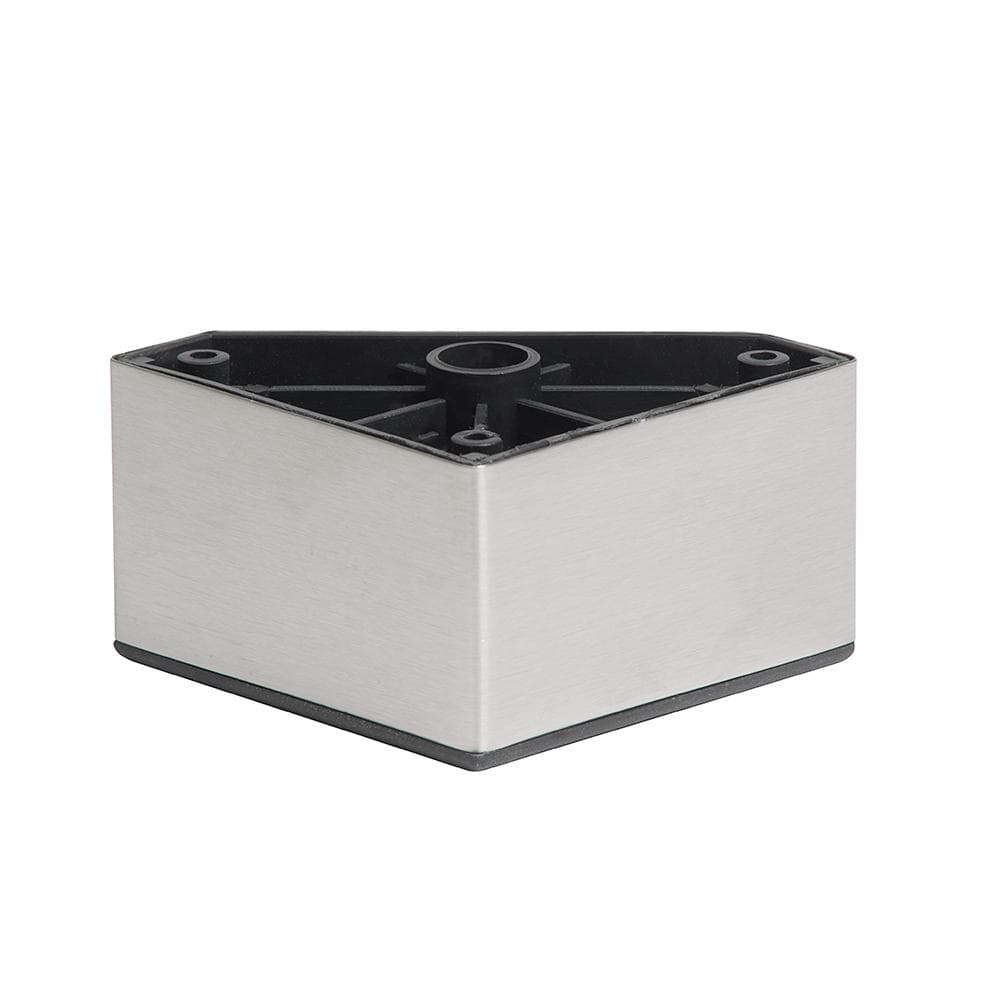Kunststof meubelpoot met RVS‑look – vierkant 8×8 cm, 5 cm hoog