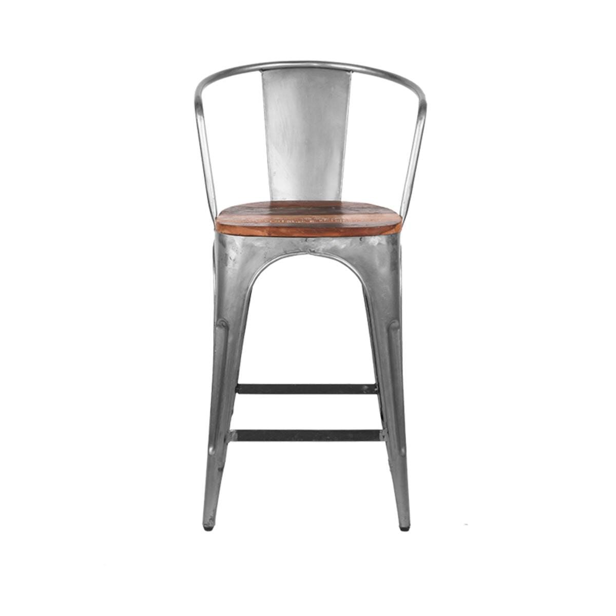 LABEL51 Barkruk Bombay – Stoere zilveren industriële barkruk (63 cm zithoogte)