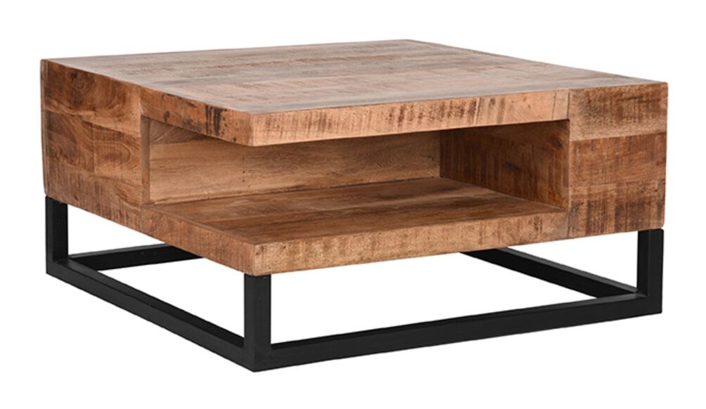 LABEL51 Cube Salontafel van Rough Mangohout – Strak, Speels en Duurzaam