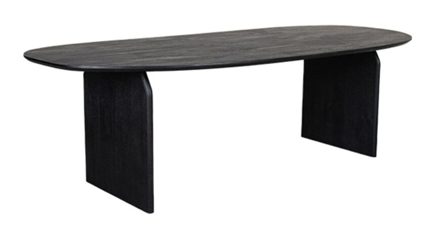 LABEL51 Deens Ovale Eettafel Cooper – Zwart Sandblasted Mangohout, 210 × 110 cm