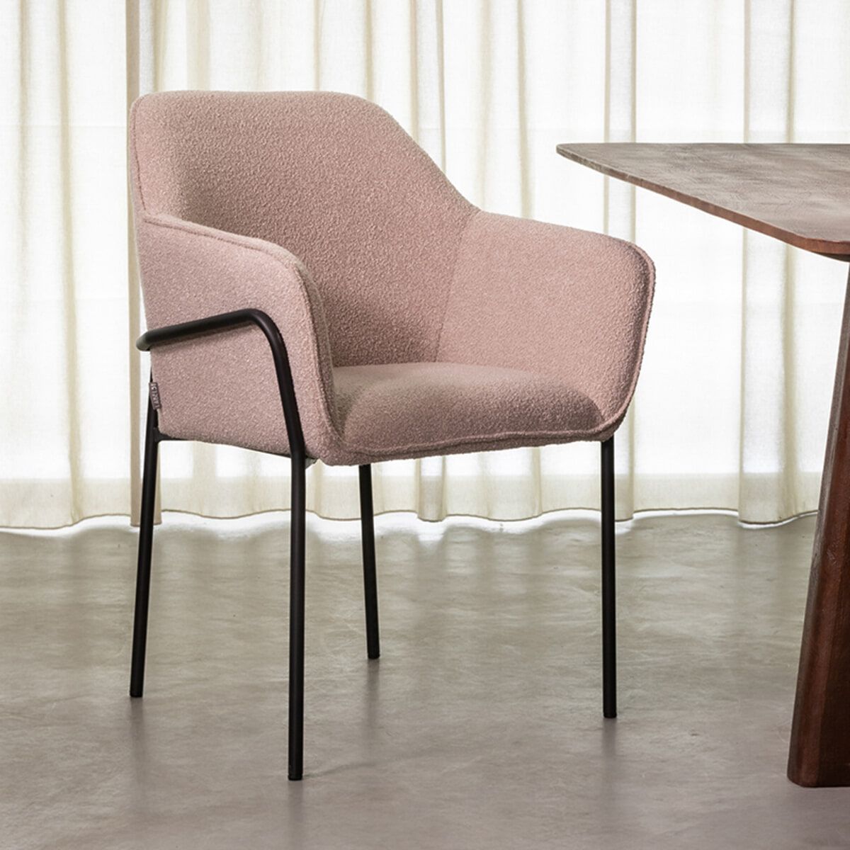 LABEL51 Dexter Eetkamerstoel in Naturele Bouclé – Luxe en Comfort voor elke Interieurstijl