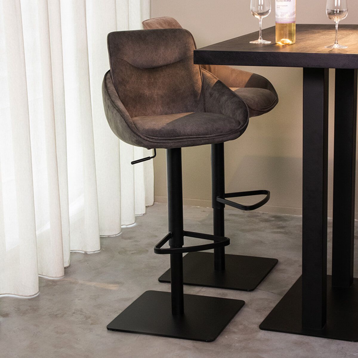 LABEL51 Draaibare Barkruk Beauty – Antraciet, 56‑82 cm (hoogte‑verstelbaar)