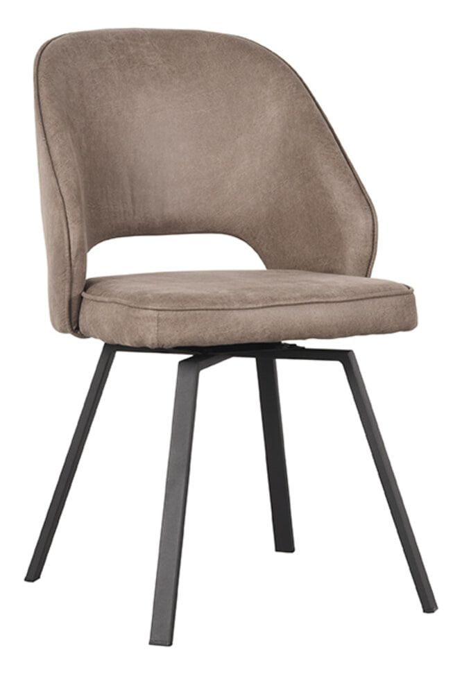 LABEL51 Draaibare Eetkamerstoel Lewis – Taupe Micro Suède