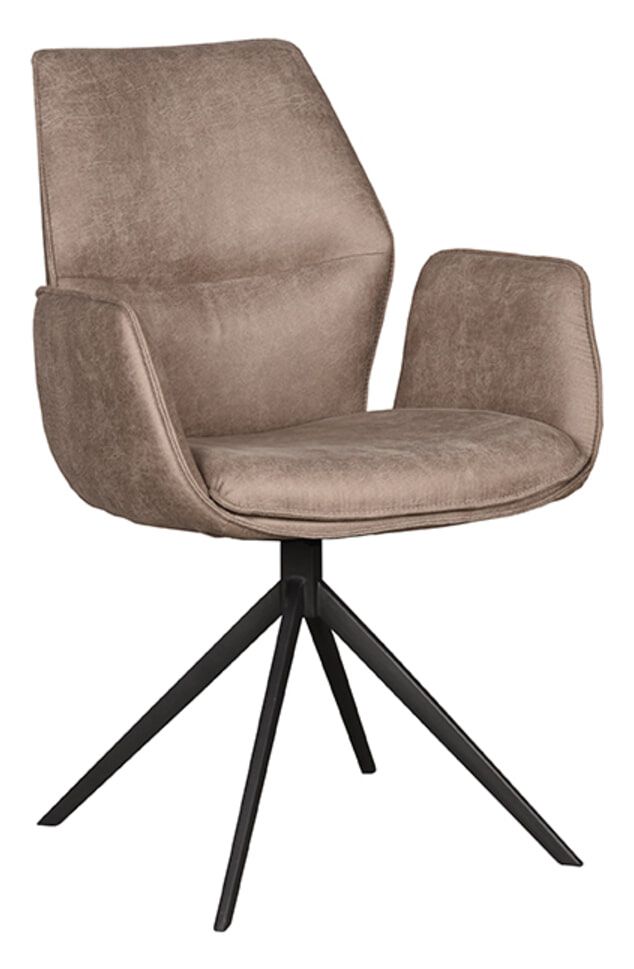 LABEL51 Draaibare Eetkamerstoel Mellow – Comfort in Taupe Micro Suede
