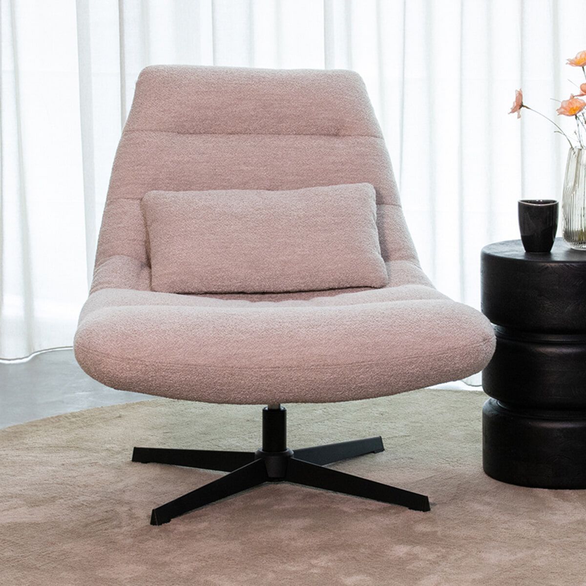 LABEL51 Draaifauteuil Nox Bouclé – Naturel, stijlvol en comfortabel