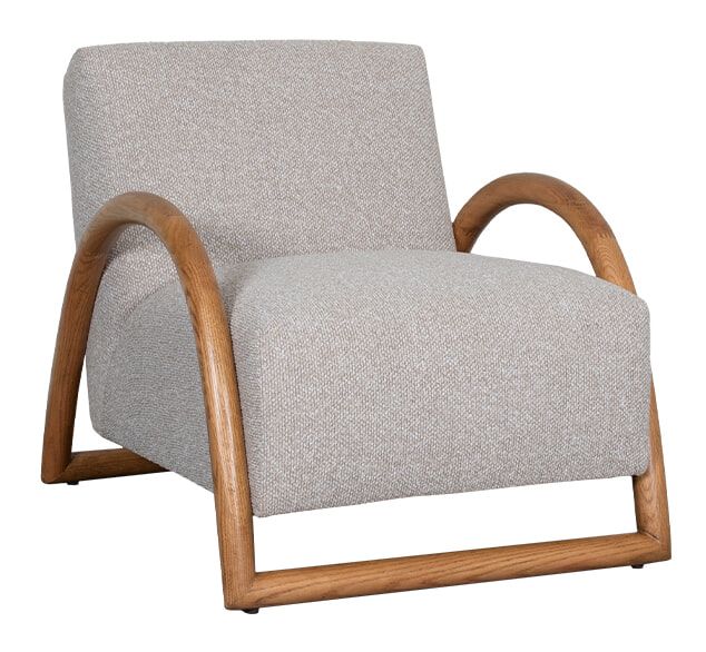 LABEL51 Fauteuil Viggo – Luxe Bouclé in Naturel met Essenhouten Frame