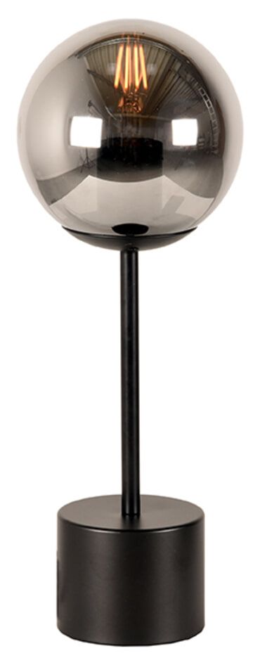 LABEL51 Fumo Tafellamp – Moderne Smoke Glazen Bol, 41 cm, Zwart Metaal