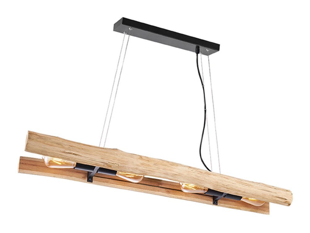 LABEL51 Hanglamp Woody – Robuuste houten hanglamp met vier verlichtingselementen