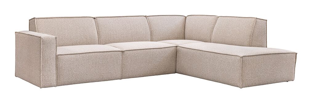 LABEL51 Hoekbank Kay – Luxe bouclé in naturel, 283 cm breed, rechtsdraaiend